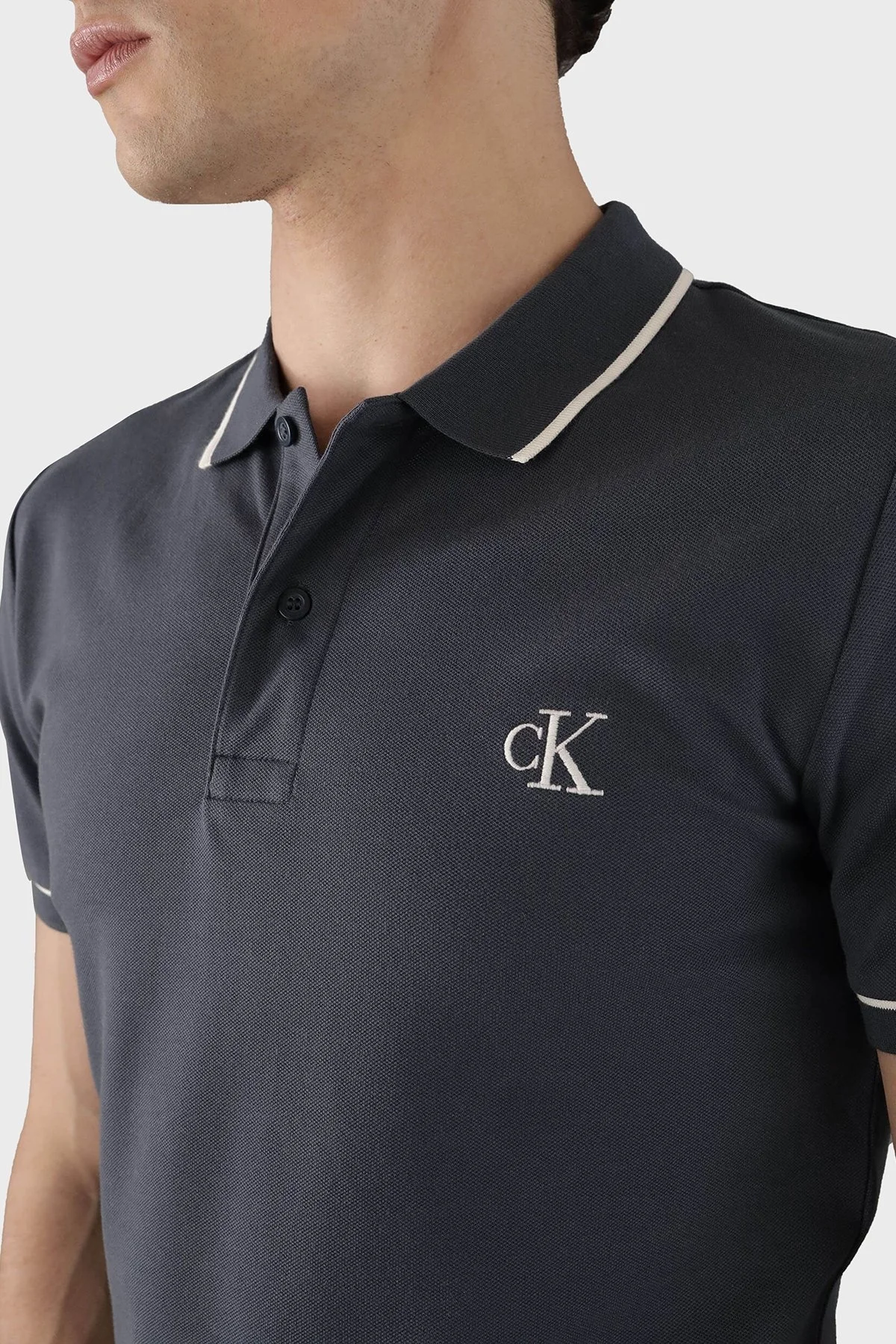 Calvin Klein Pamuklu Slim Fit J30J315603CGE Erkek Polo Yaka T Shirt J30J315603 CGE LACİVERT - 6