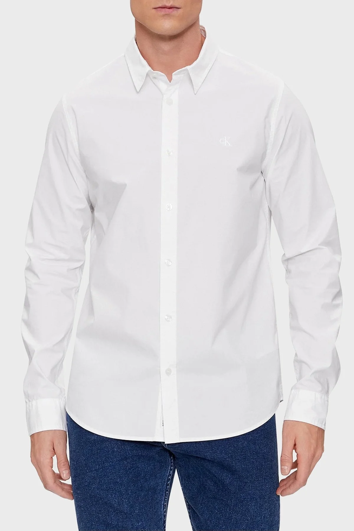 Calvin Klein Pamuklu Slim Fit J30J324614YAF Erkek Gömlek J30J324614 YAF BEYAZ - 1