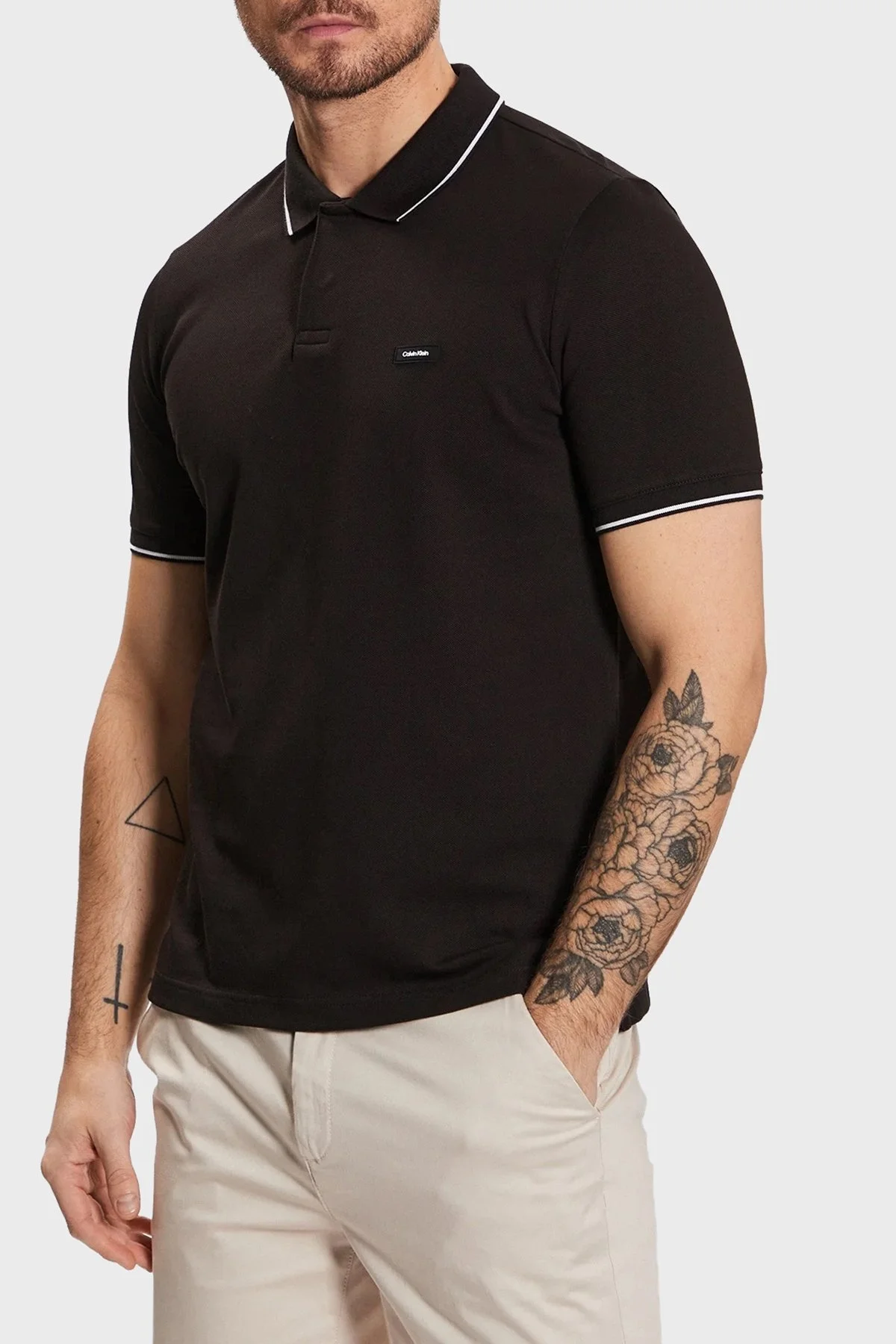 Calvin Klein Pamuklu Slim Fit K10K110596BEH Erkek Polo T Shirt K10K110596 BEH SİYAH - 1
