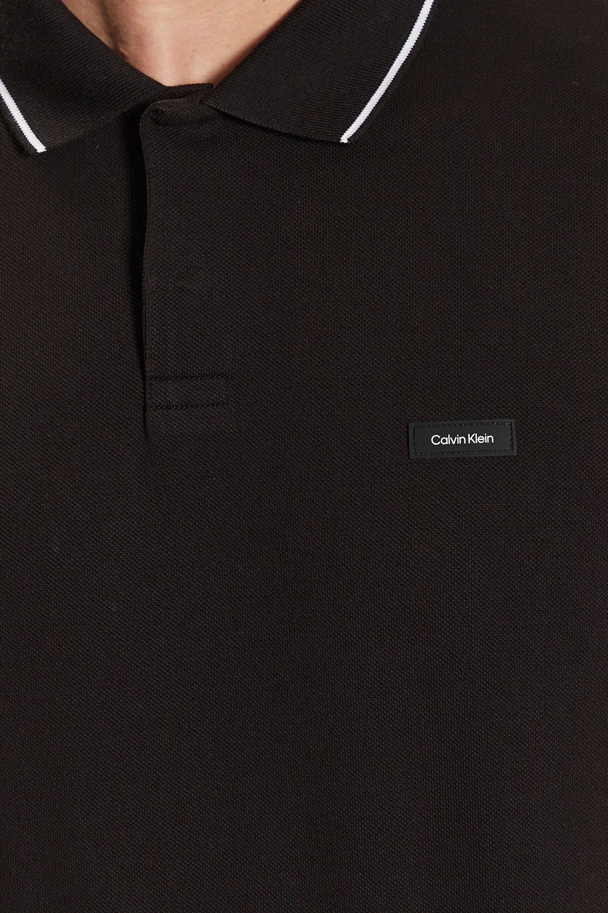 Calvin Klein Pamuklu Slim Fit K10K110596BEH Erkek Polo T Shirt K10K110596 BEH SİYAH - 3
