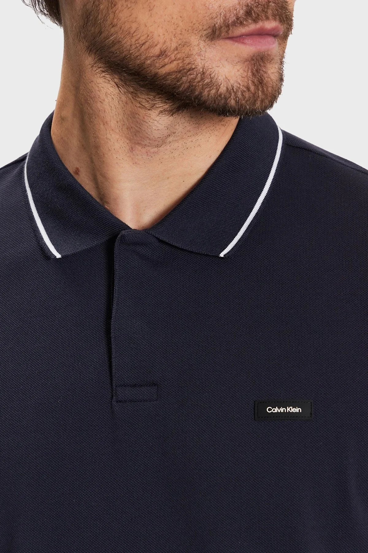 Calvin Klein Pamuklu Slim Fit K10K110596CHW Erkek Polo T Shirt K10K110596 CHW LACİVERT - 5