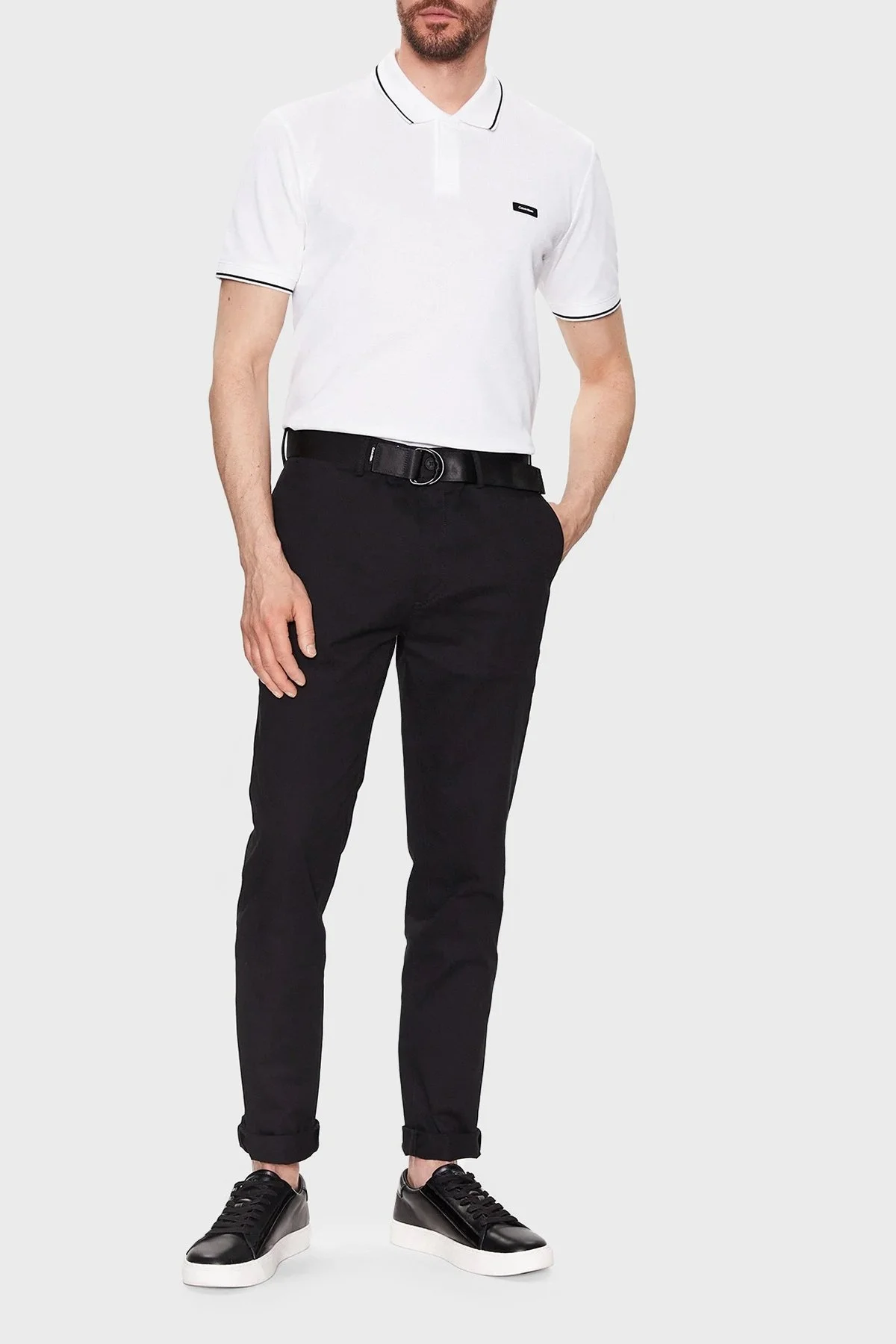 Calvin Klein Pamuklu Slim Fit K10K110596YAF Erkek Polo T Shirt K10K110596 YAF BEYAZ - 2