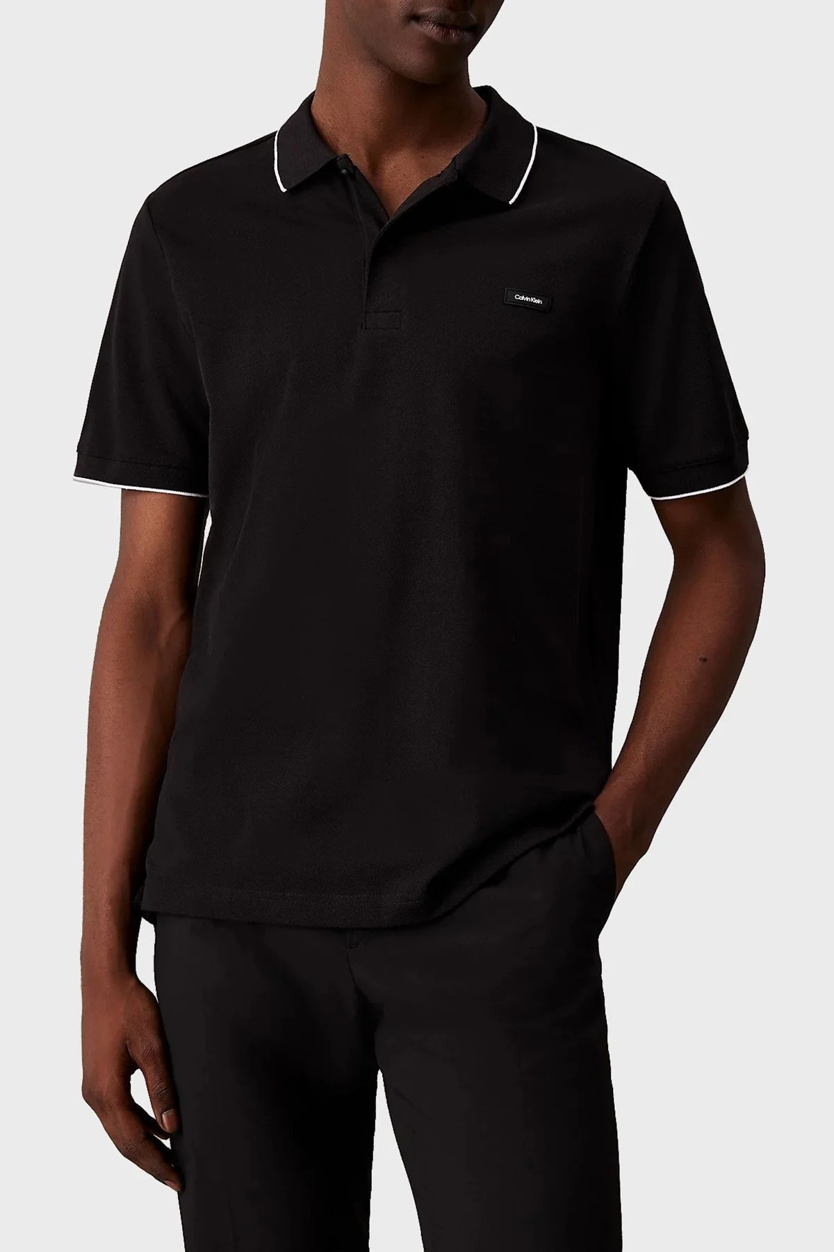 Calvin Klein Pamuklu Slim Fit K10K112751BEH Erkek Polo Yaka T Shirt K10K112751 BEH SİYAH - 5