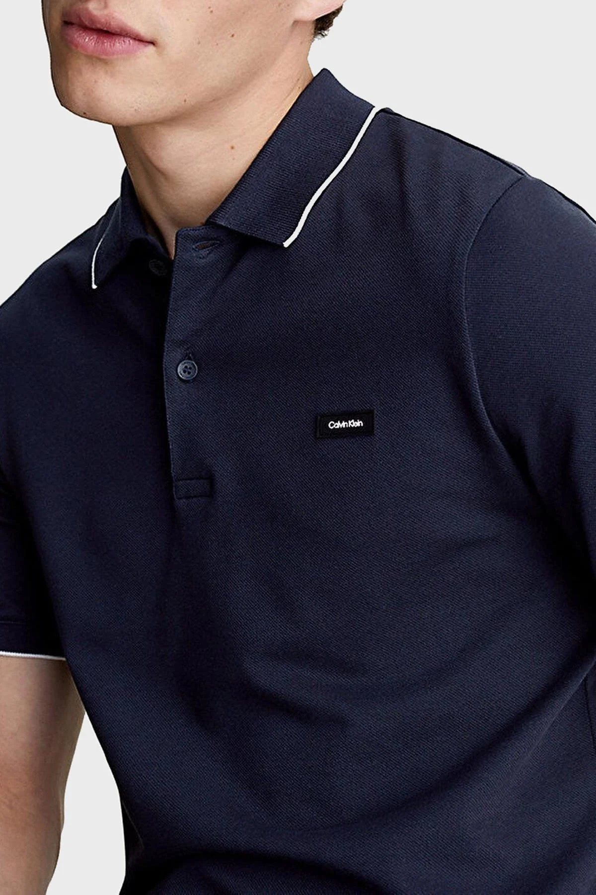 Calvin Klein Pamuklu Slim Fit K10K112751CEF Erkek Polo Yaka T Shirt K10K112751 CEF LACİVERT - 9