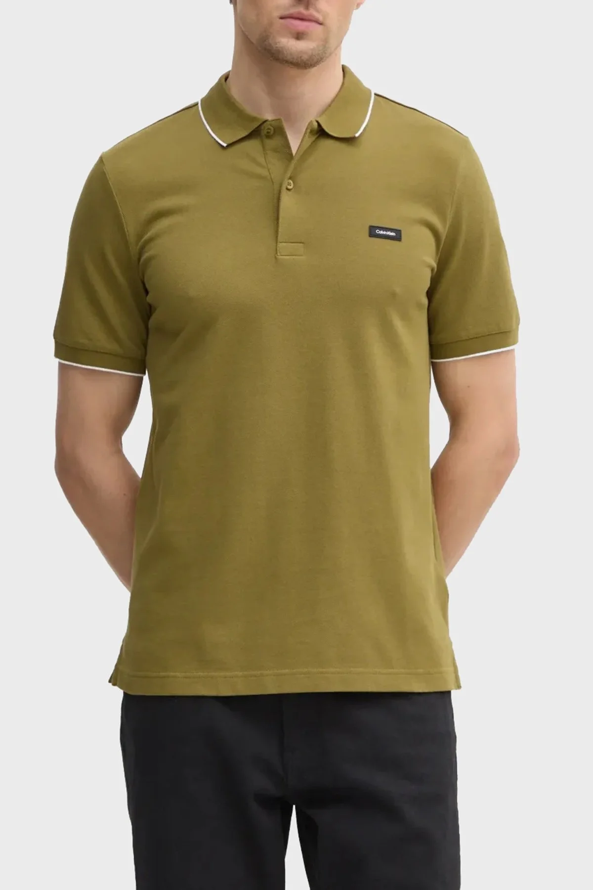 Calvin Klein Pamuklu Slim Fit K10K112751LHT Erkek Polo Yaka T Shirt K10K112751 LHT HAKİ - 5