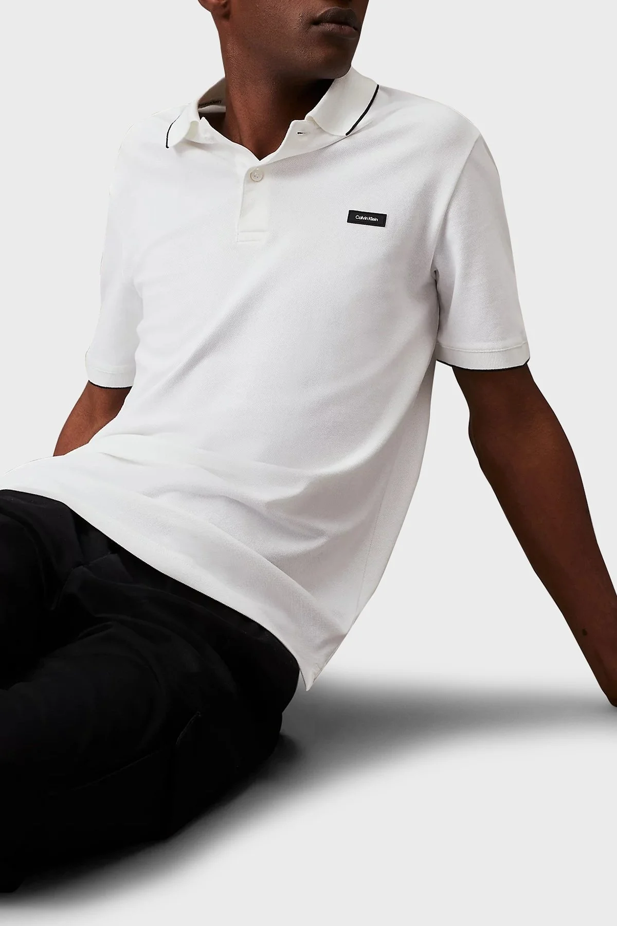 Calvin Klein Pamuklu Slim Fit K10K112751YAF Erkek Polo Yaka T Shirt K10K112751 YAF BEYAZ - 5