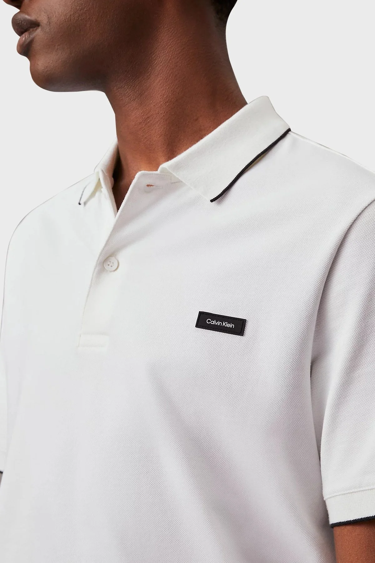Calvin Klein Pamuklu Slim Fit K10K112751YAF Erkek Polo Yaka T Shirt K10K112751 YAF BEYAZ - 8