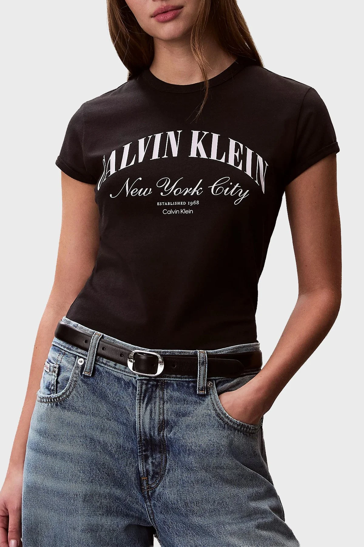 Calvin Klein Pamuklu Slim Fit Logolu Bisiklet Yaka Kadın T Shirt LV047F815G UB1 SİYAH - 4