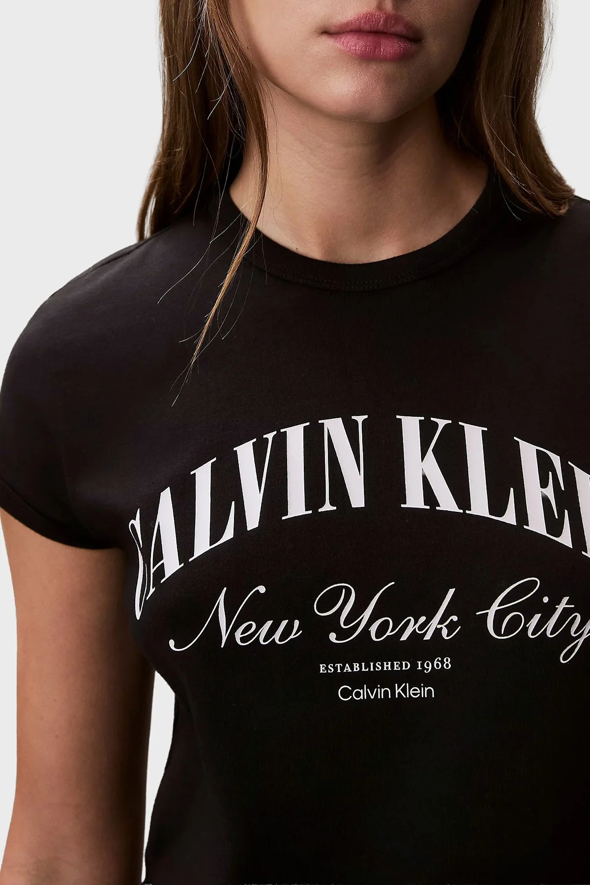 Calvin Klein Pamuklu Slim Fit Logolu Bisiklet Yaka Kadın T Shirt LV047F815G UB1 SİYAH - 5