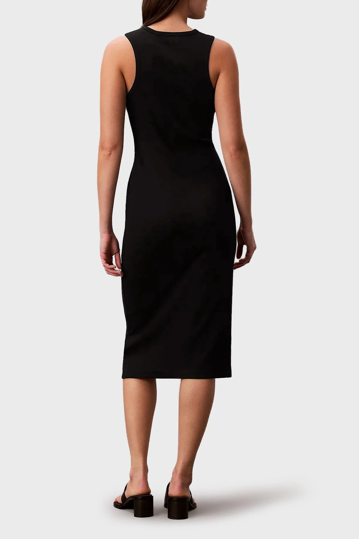 Calvin Klein Pamuklu Slim Fit Logolu Bisiklet Yaka Mdi LV047F242GUB1 Bayan Elbise LV047F242G UB1 SİYAH - 2