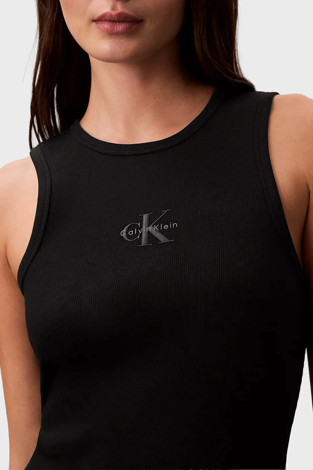 Calvin Klein Pamuklu Slim Fit Logolu Bisiklet Yaka Mdi LV047F242GUB1 Bayan Elbise LV047F242G UB1 SİYAH - 4