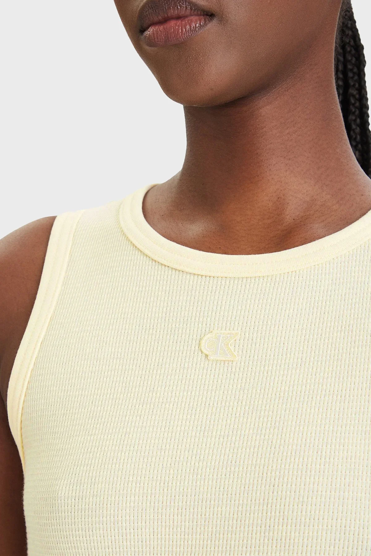 Calvin Klein Pamuklu Slim Fit Logolu Mini LV047F235GZRK Kadın Elbise LV047F235G ZRK SARI - 4