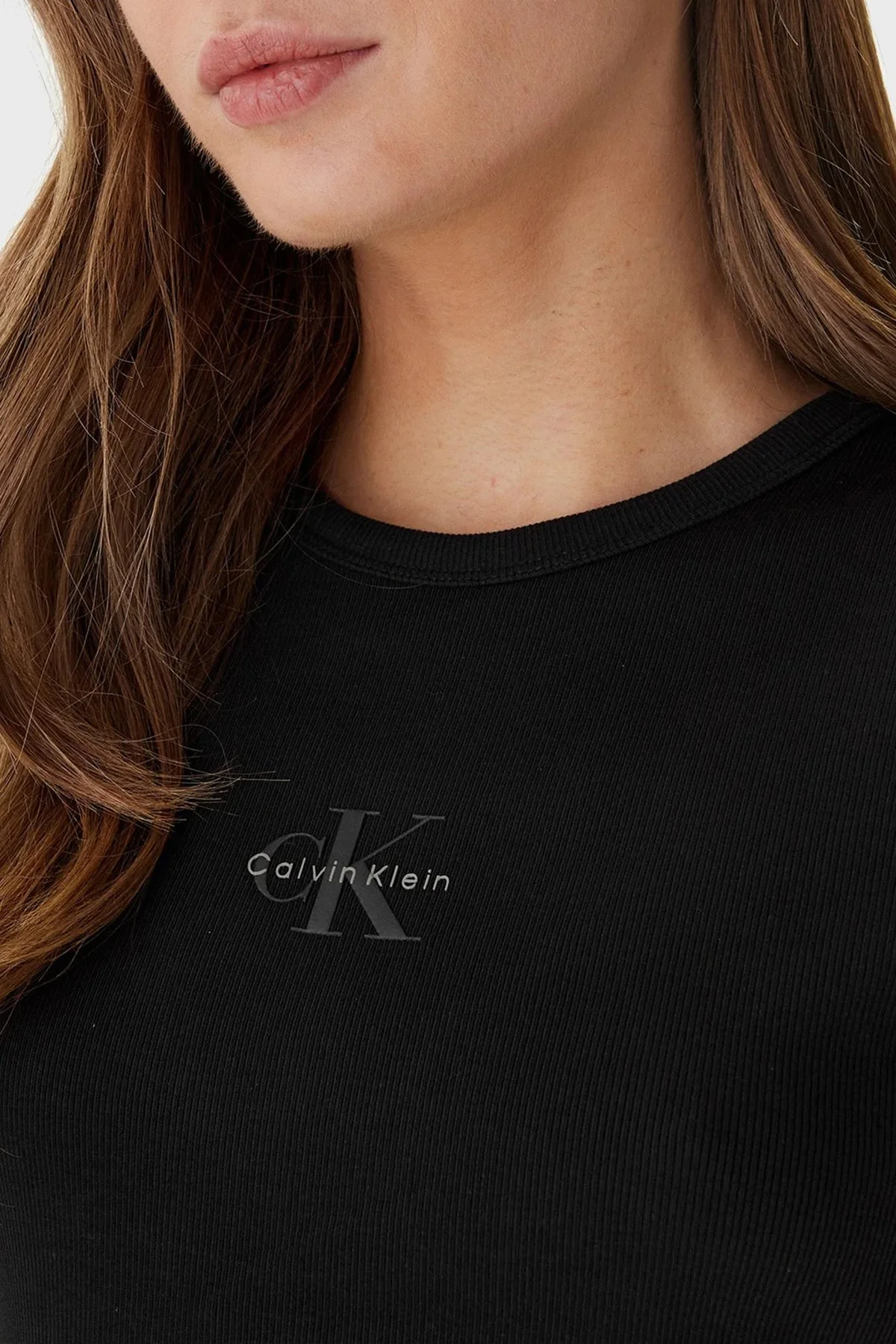 Calvin Klein Pamuklu Slim Fit Logolu Mini LV047F241GUB1 Bayan Elbise LV047F241G UB1 SİYAH - 4