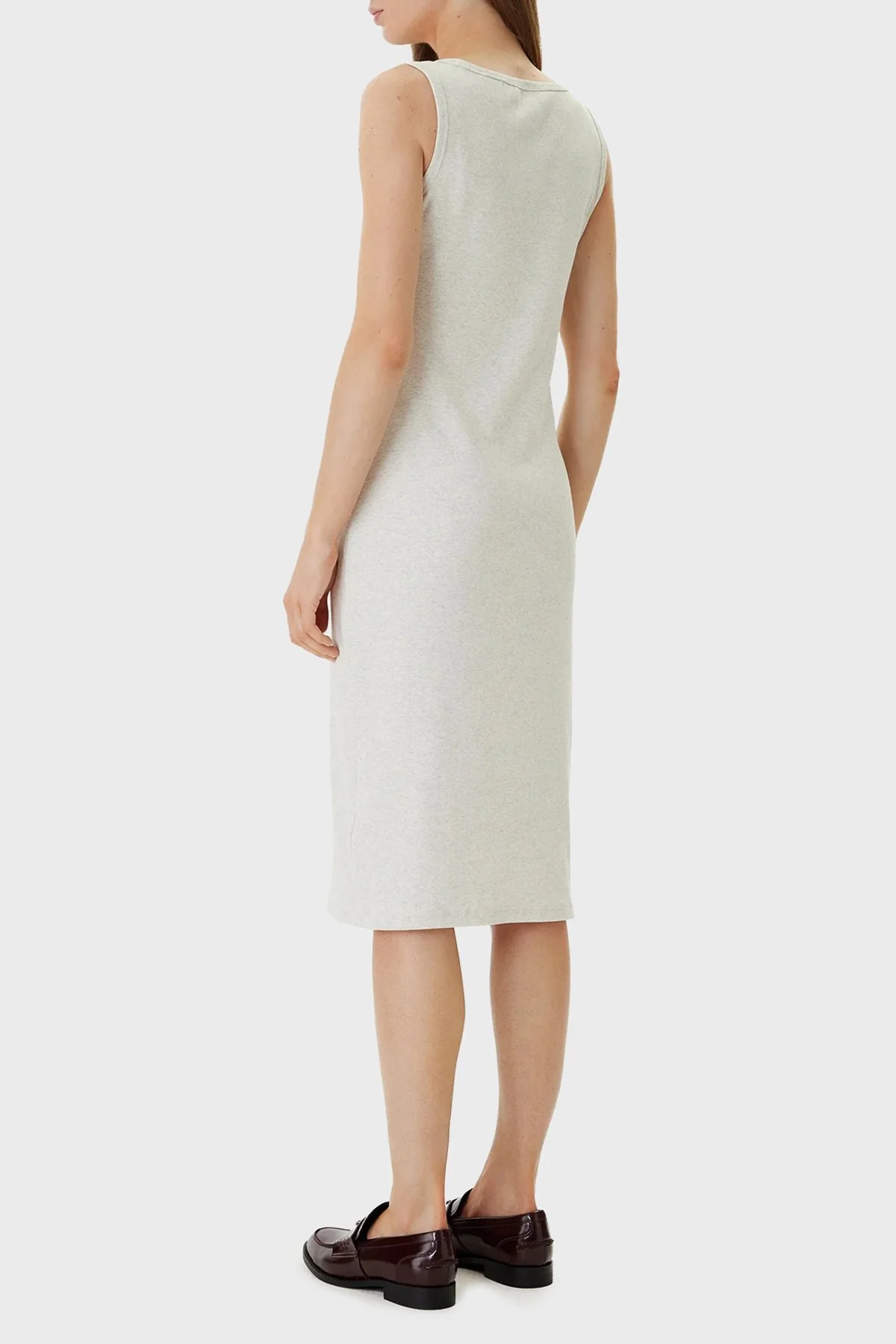 Calvin Klein Pamuklu Slim Fit Logolu Yuvarlak Yaka LV047F257GP4P Bayan Elbise LV047F257G P4P GRİ - 2