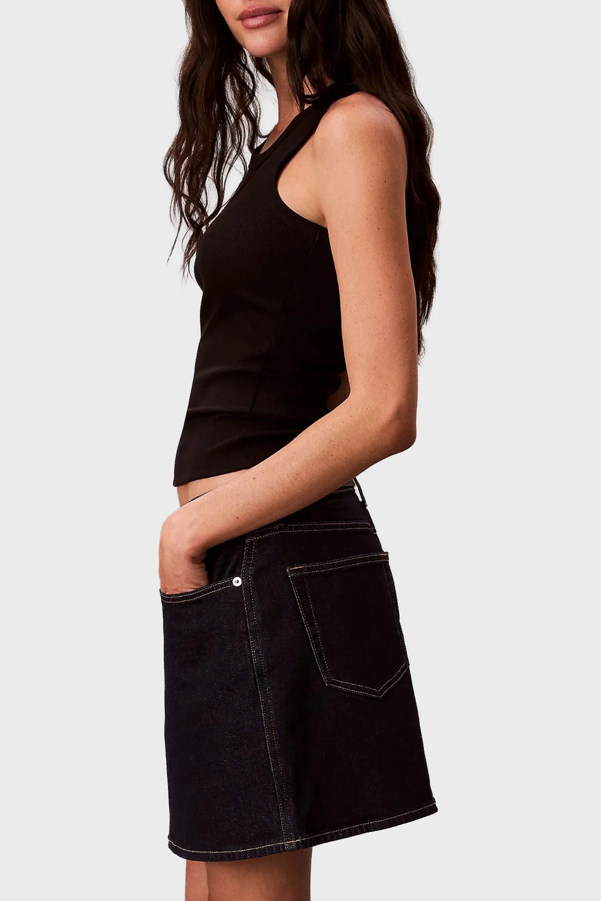 Calvin Klein Pamuklu Slim Fit Logolu Yuvarlak Yaka LV047F816GUB1 Kadın Atlet LV047F816G UB1 SİYAH - 4