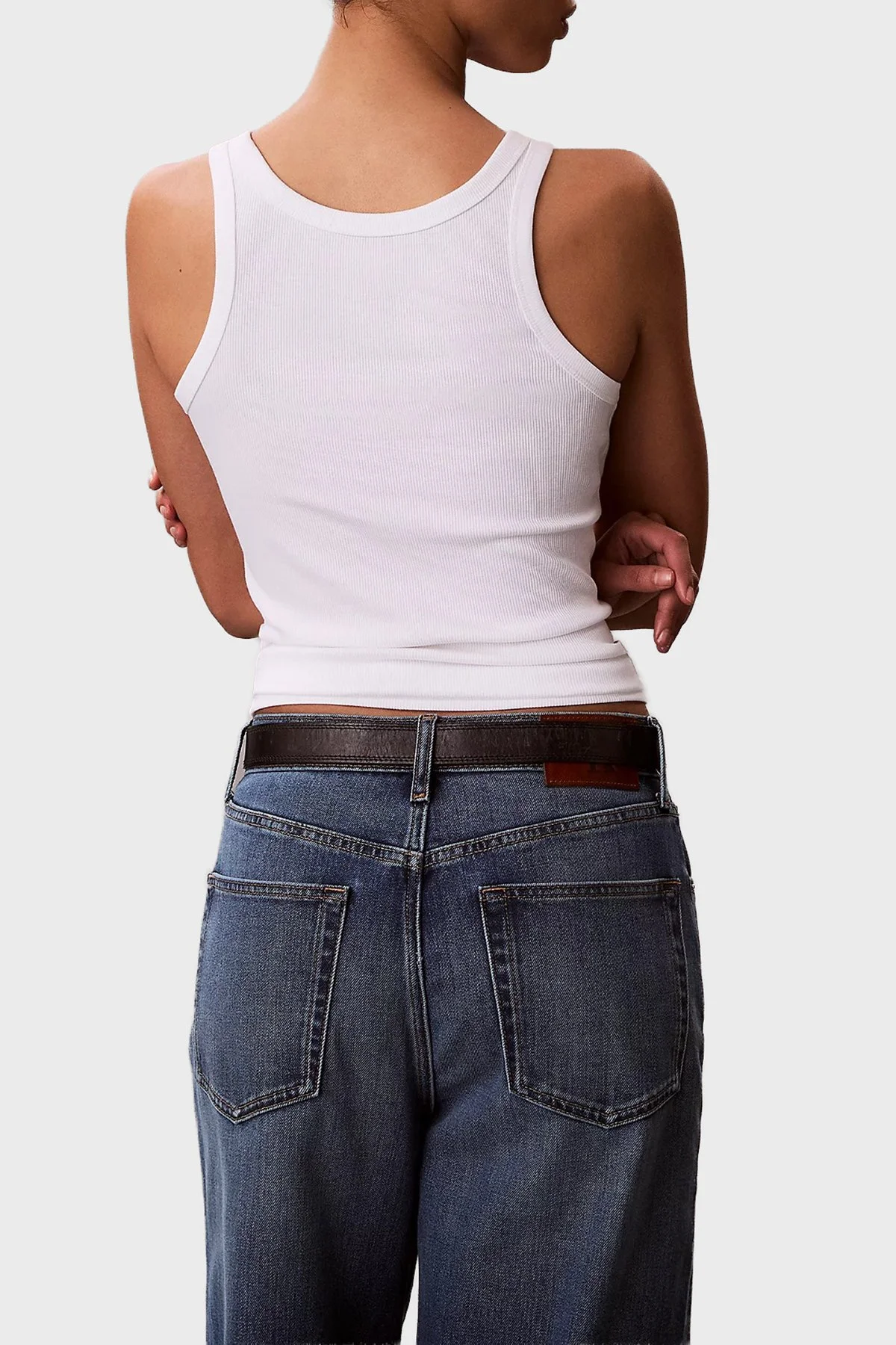 Calvin Klein Pamuklu Slim Fit Logolu Yuvarlak Yaka LV047F816GYAF Kadın Atlet LV047F816G YAF BEYAZ - 3