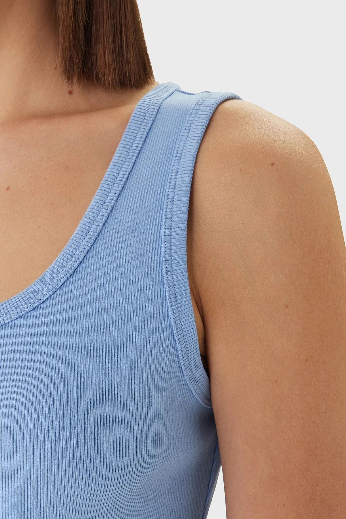 Calvin Klein Pamuklu Slim Fit Logolu Yuvarlak Yaka Midi LV047F257GC32 Bayan Elbise LV047F257G C32 MAVİ - 5