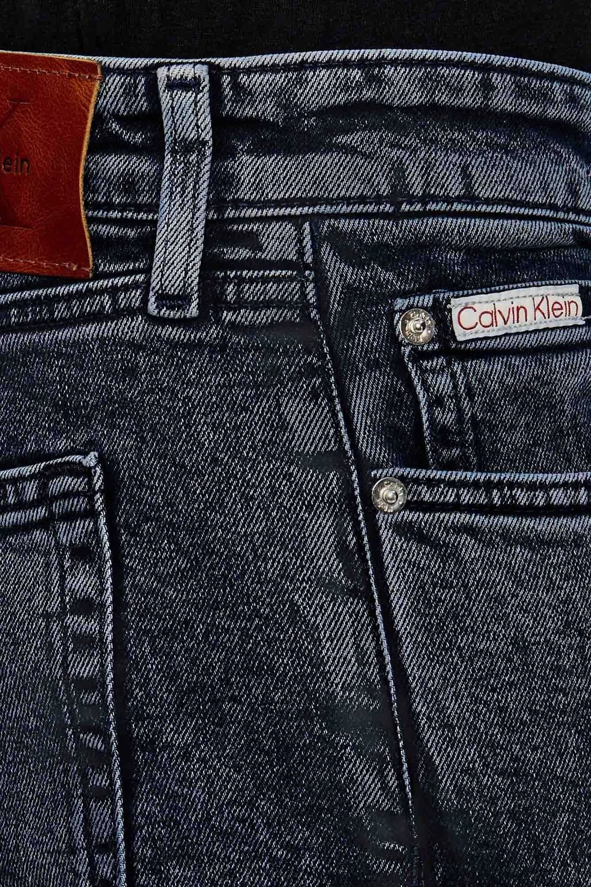 Calvin Klein Pamuklu Slim Fit Normal Bel Dar Paça Jeans Erkek Kot Pantolon LV04RH730G 8BO Lacivert - 3