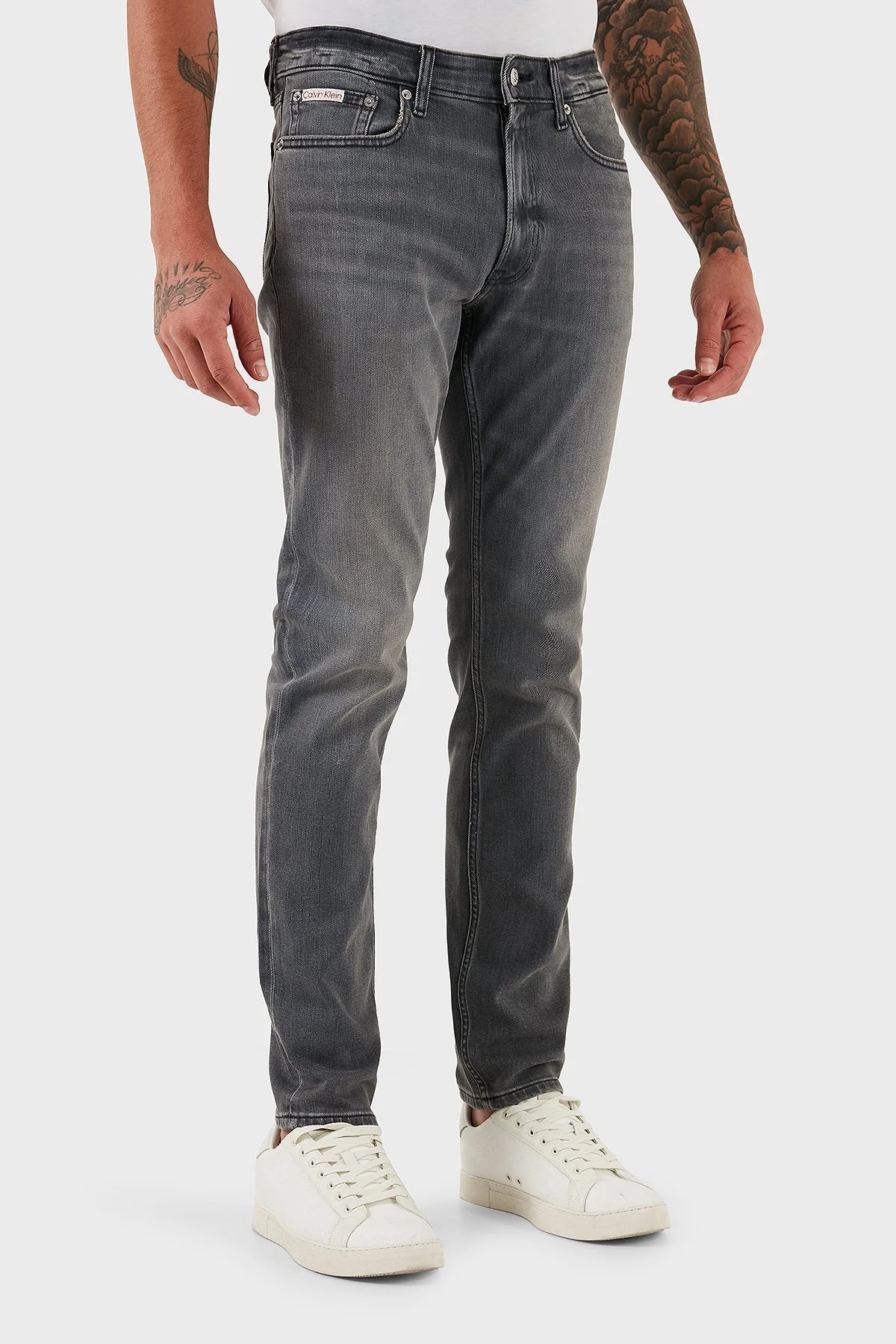 Calvin Klein Pamuklu Slim Fit Normal Bel Dar Paça Jeans LV04RC728GX8A Erkek Kot Pantolon LV04RC728G X8A SİYAH - 5