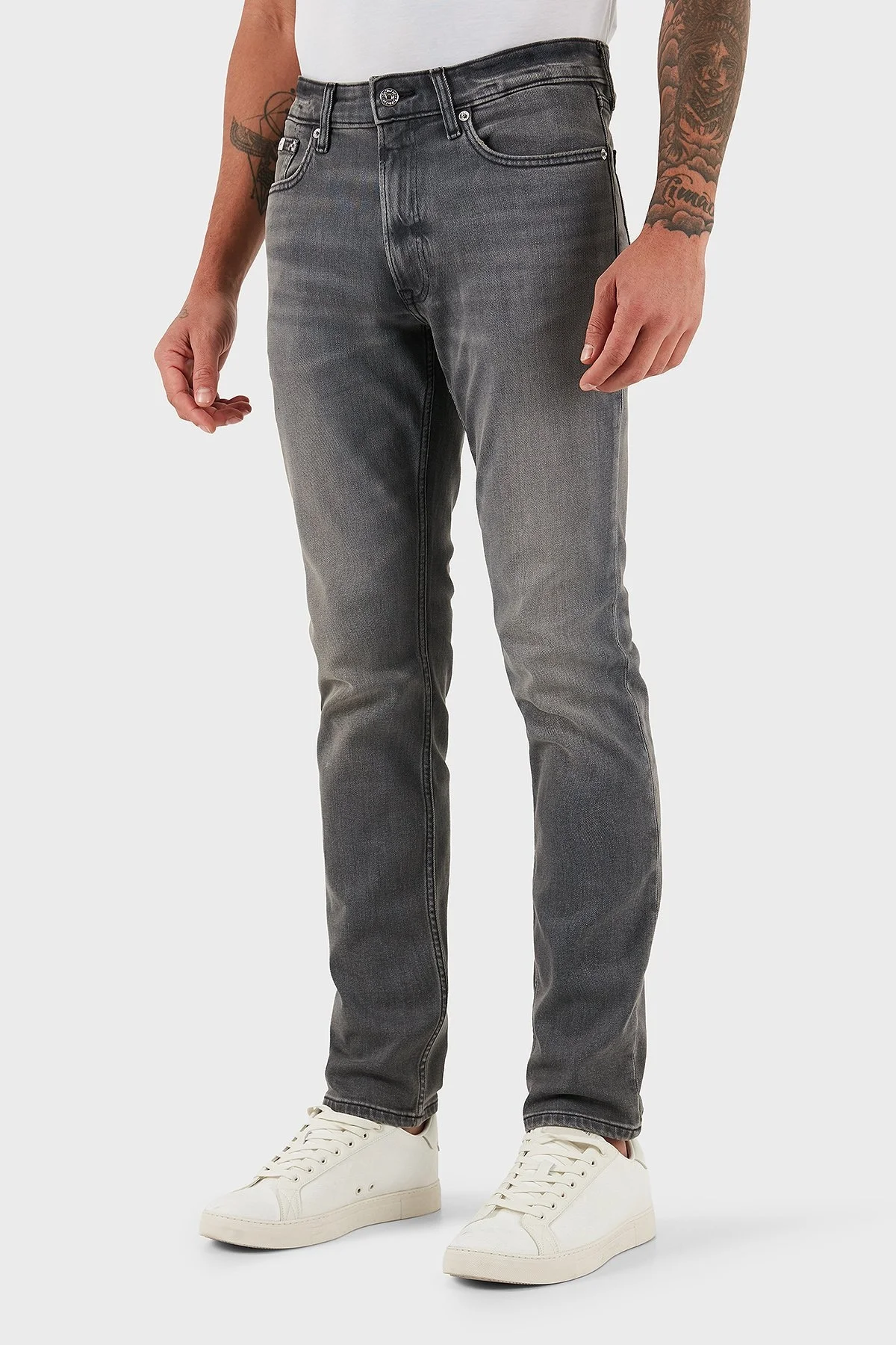 Calvin Klein Pamuklu Slim Fit Normal Bel Dar Paça Jeans LV04RC728GX8A Erkek Kot Pantolon LV04RC728G X8A SİYAH - 6