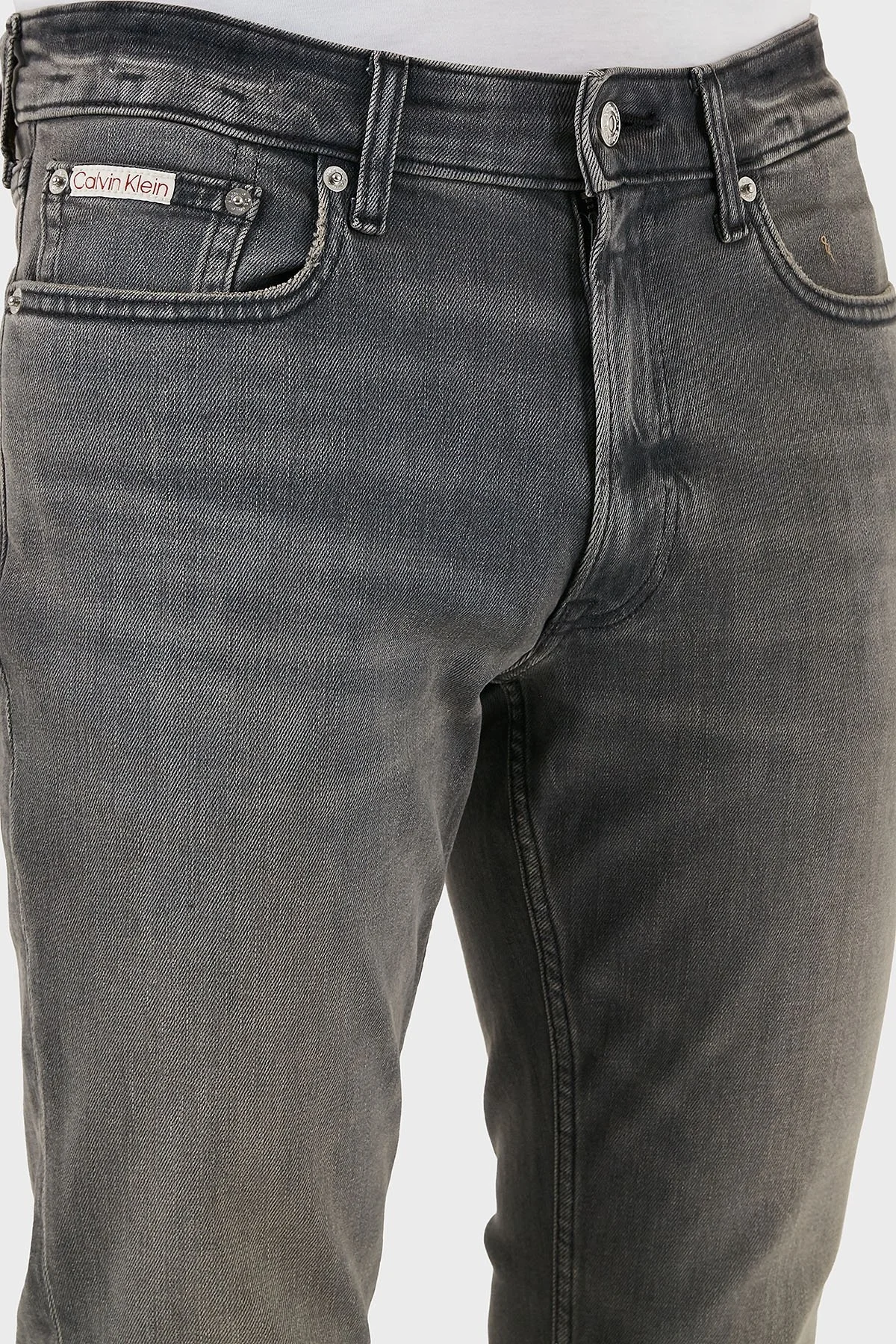 Calvin Klein Pamuklu Slim Fit Normal Bel Dar Paça Jeans LV04RC728GX8A Erkek Kot Pantolon LV04RC728G X8A SİYAH - 7