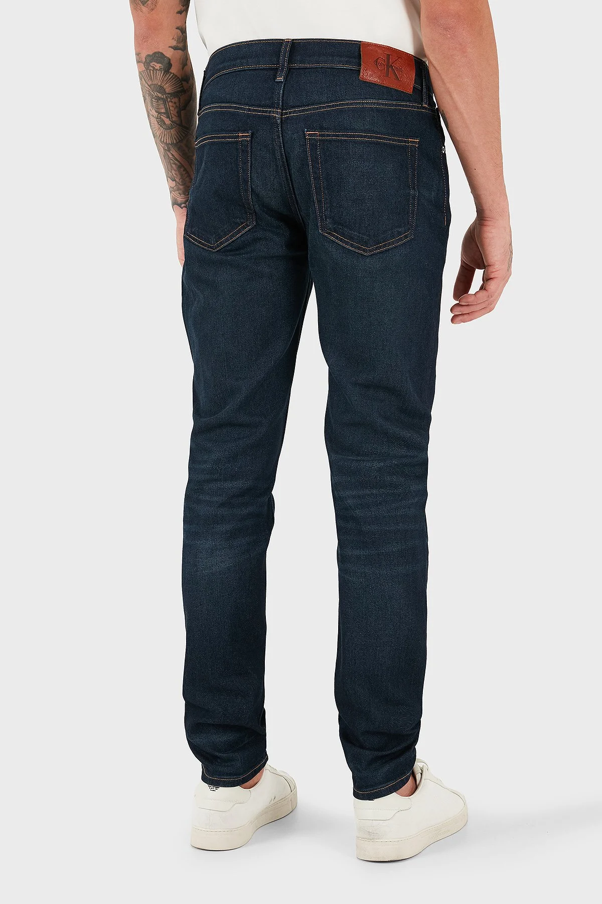 Calvin Klein Pamuklu Slim Fit Normal Bel Dar Paça Jeans LV04RD700GZY0 Erkek Kot Pantolon LV04RD700G ZY0 LACİVERT - 9