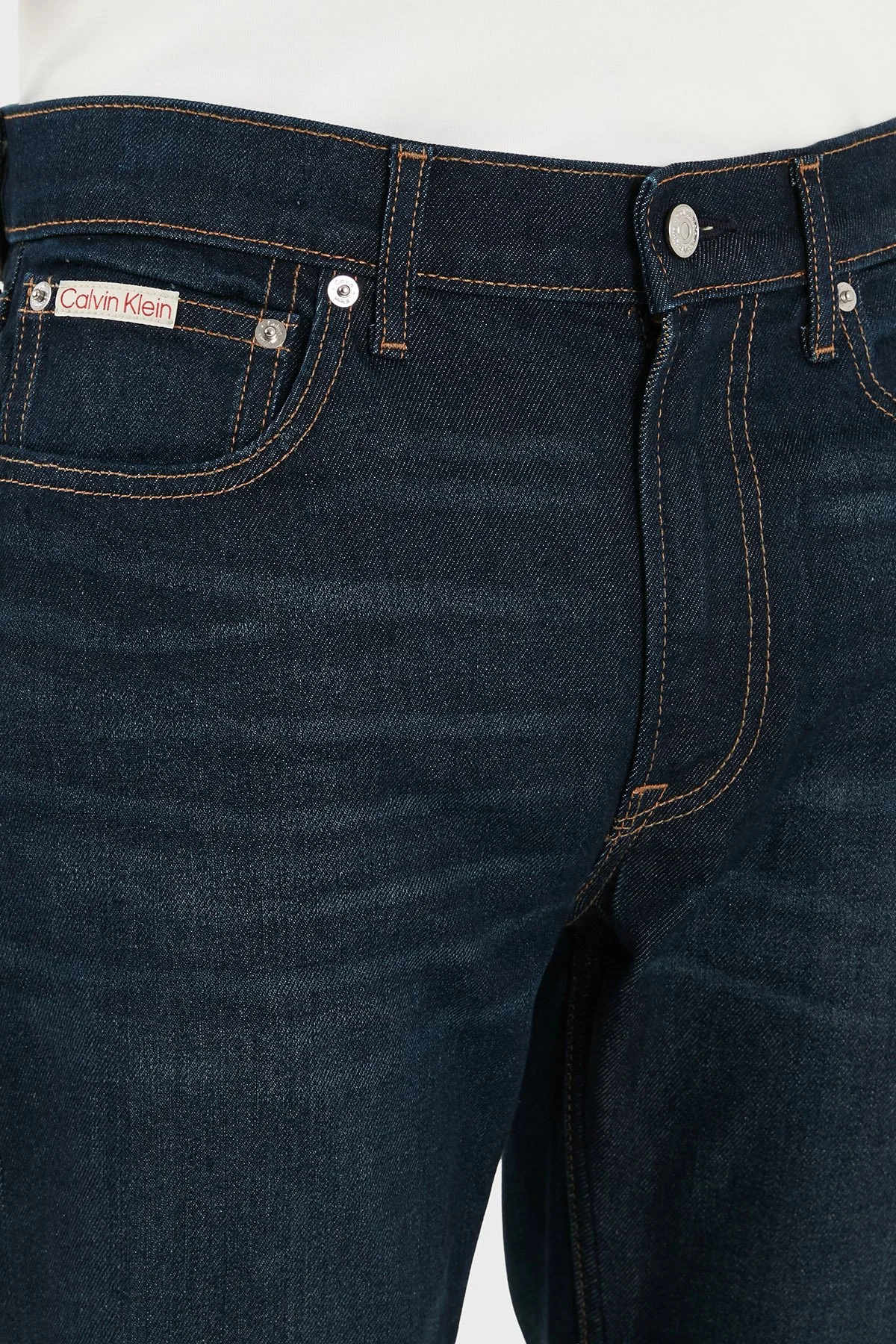 Calvin Klein Pamuklu Slim Fit Normal Bel Dar Paça Jeans LV04RD700GZY0 Erkek Kot Pantolon LV04RD700G ZY0 LACİVERT - 12