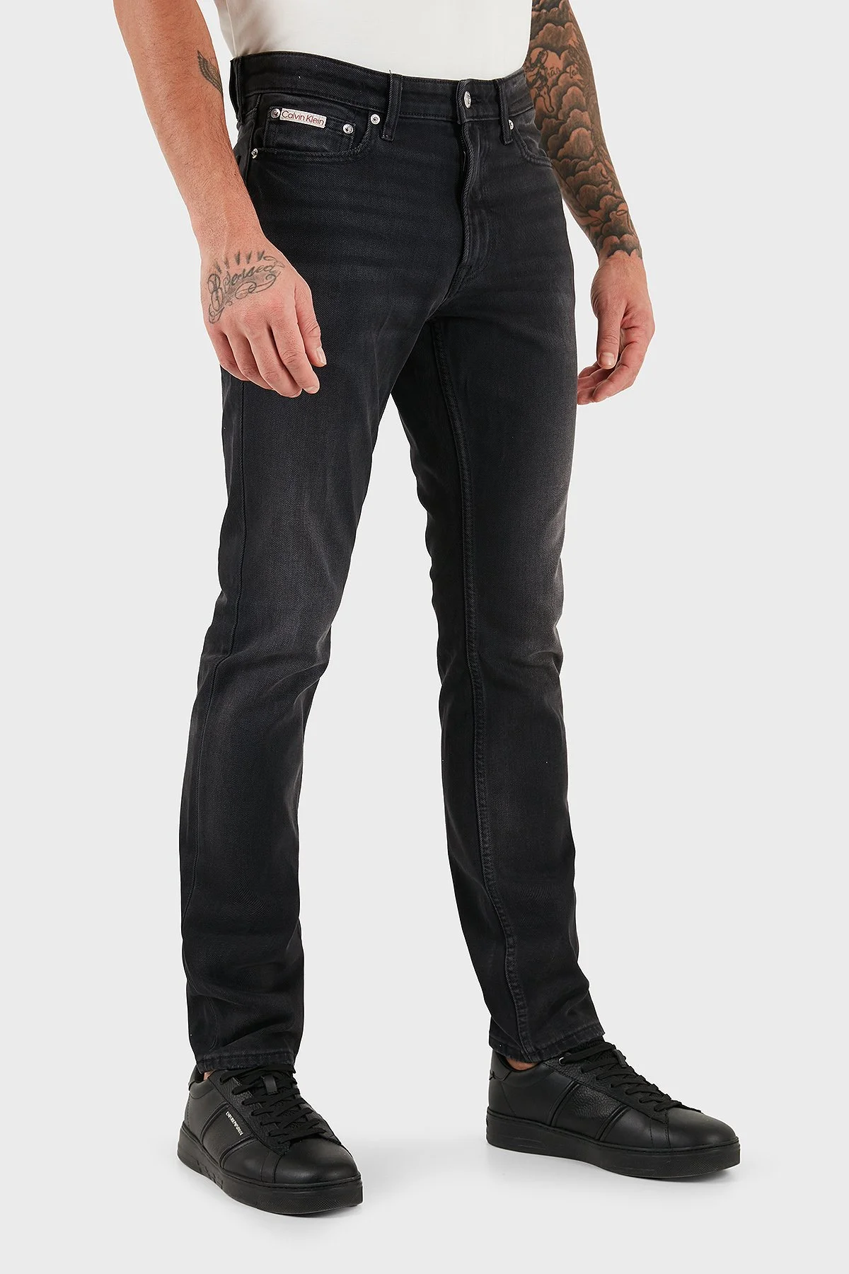 Calvin Klein Pamuklu Slim Fit Normal Bel Düz Paça Jeans LV04RD916G39X Erkek Kot Pantolon LV04RD916G 39X SİYAH - 4