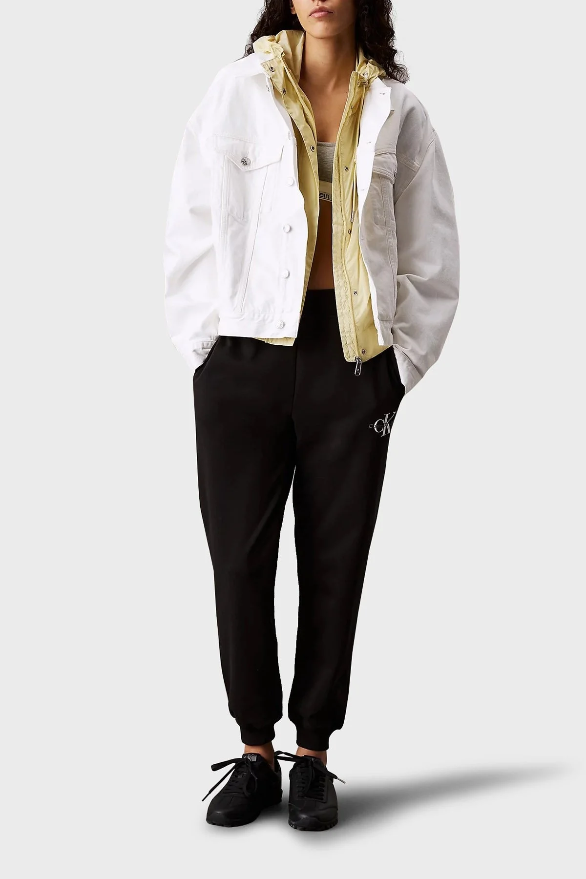 Calvin Klein Pamuklu Slim Fit Normal Bel Ribanalı Paça J20J225354BEH Bayan Pantolon J20J225354 BEH SİYAH - 8