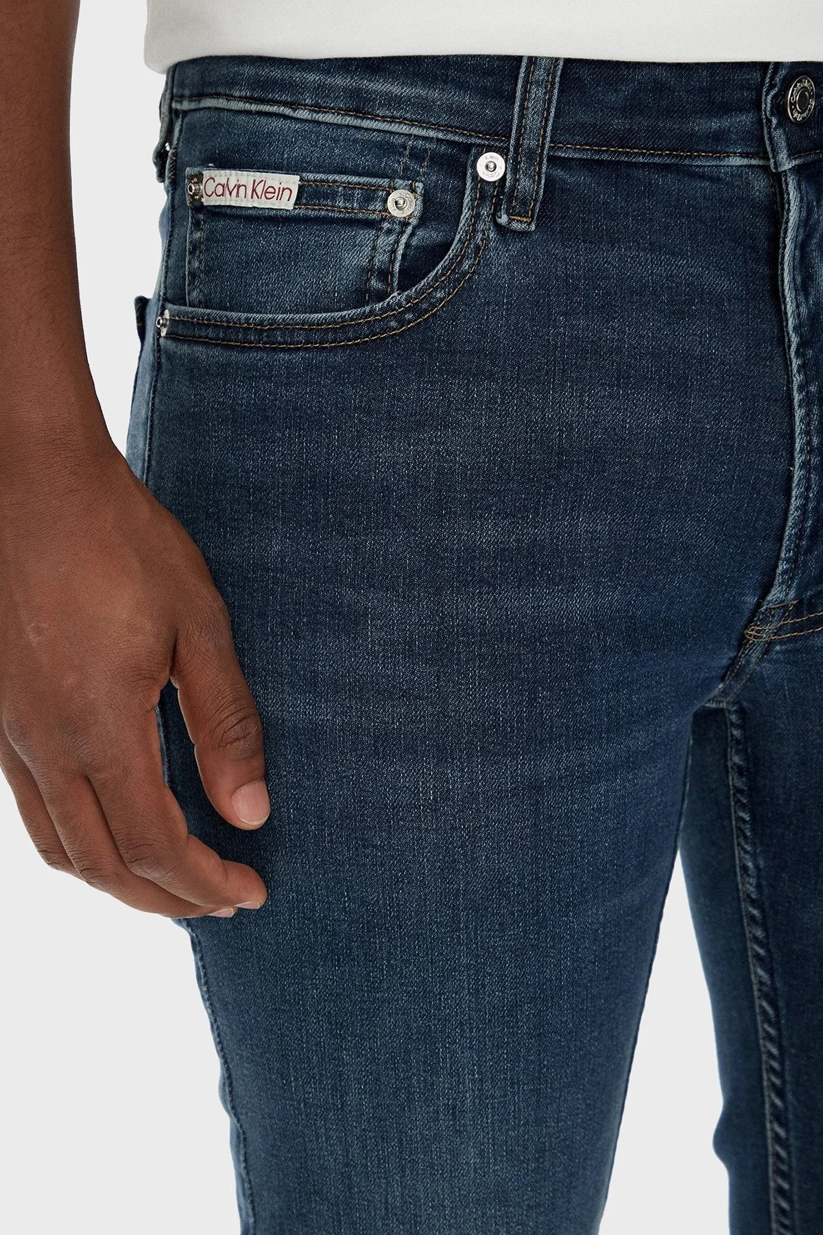 Calvin Klein Pamuklu Slim Fit Orta Bel Dar Paça Jeans LV04RB720GPTR Erkek Kot Pantolon LV04RB720G PTR LACİVERT - 4