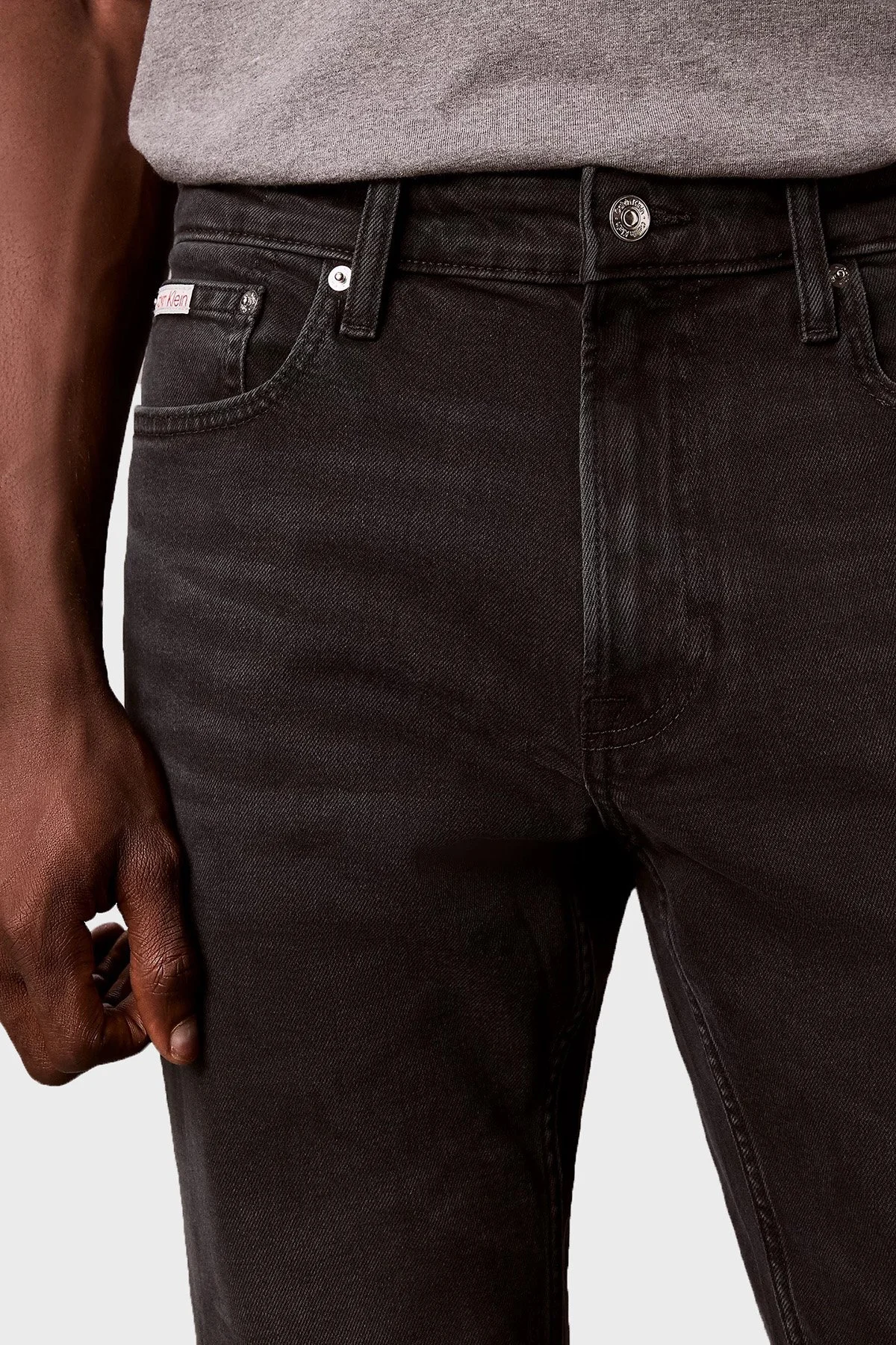 Calvin Klein Pamuklu Slim Fit Orta Bel Dar Paça Jeans LV04RH706G7ZW Erkek Kot Pantolon LV04RH706G 7ZW Siyah - 5
