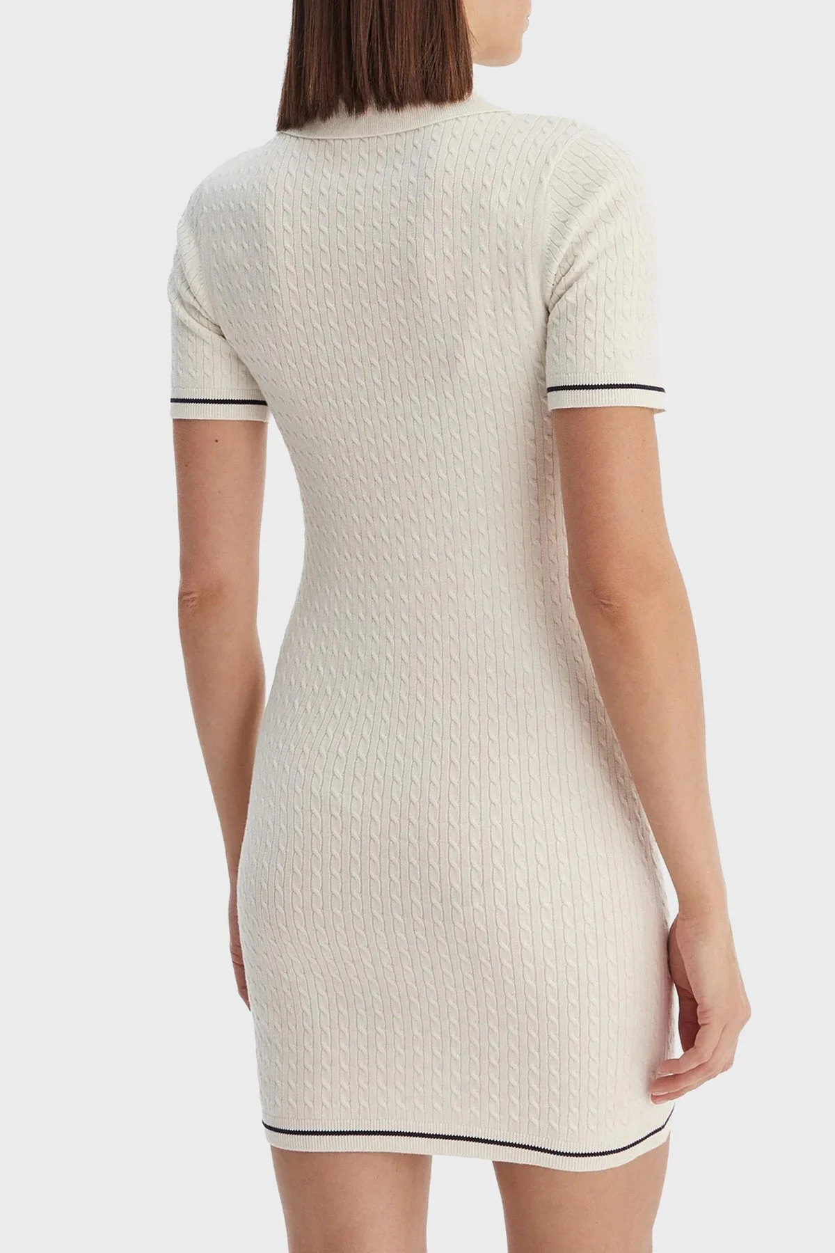 Calvin Klein Pamuklu Slim Fit Polo Yaka Mini LV047F323GYAS Bayan Elbise LV047F323G YAS BEYAZ - 3