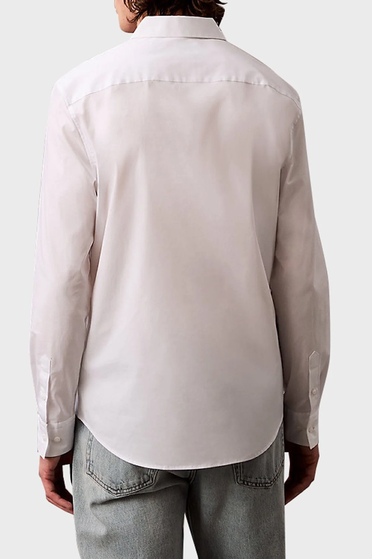Calvin Klein Pamuklu Slim Fit Uzun Kollu Logolu LV04LB145GYAA Erkek Gömlek LV04LB145G YAA BEYAZ - 3