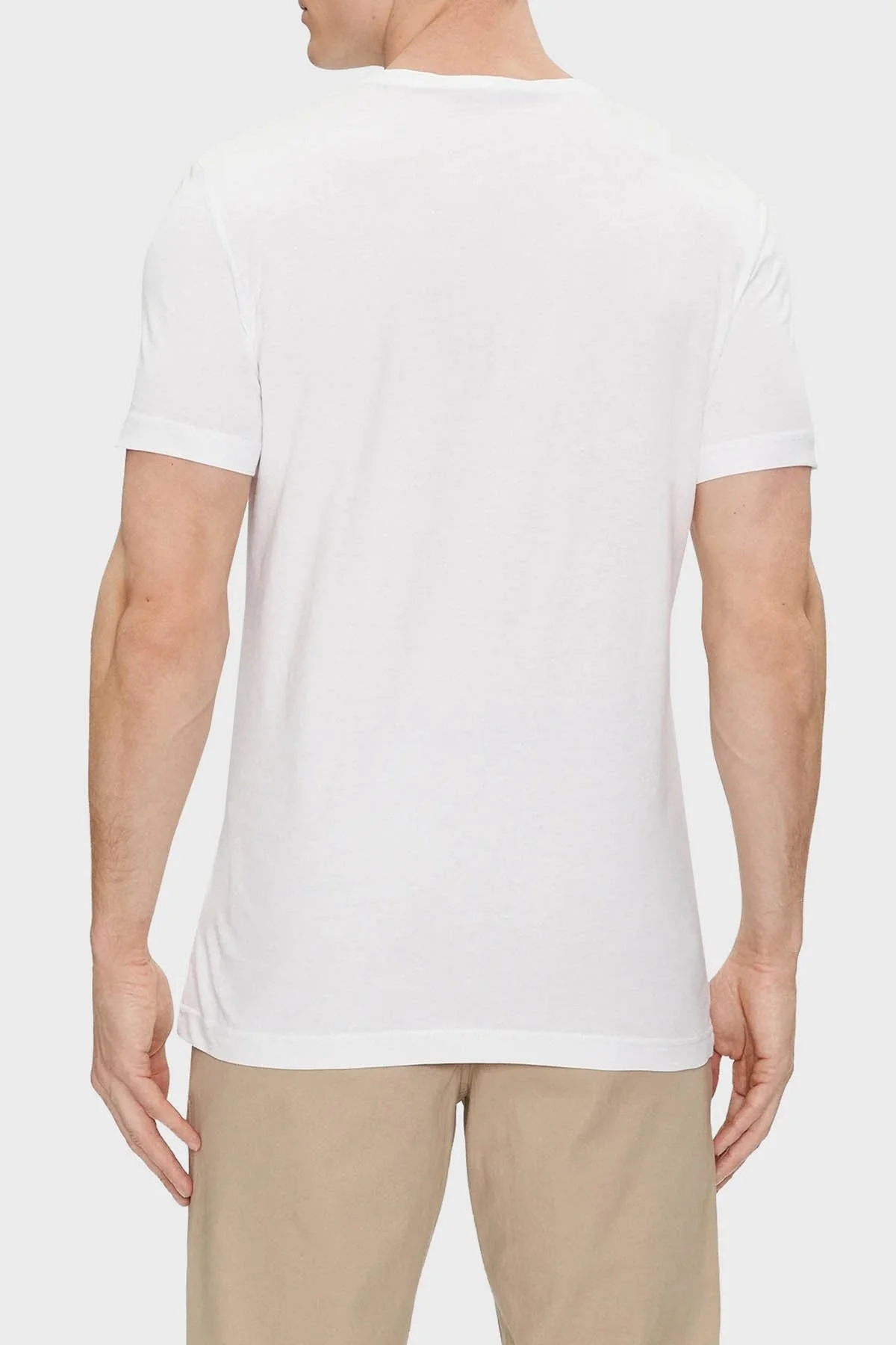 Calvin Klein Pamuklu Slim Fit V Yaka J30J325212YAF Erkek T Shirt J30J325212 YAF BEYAZ - 2