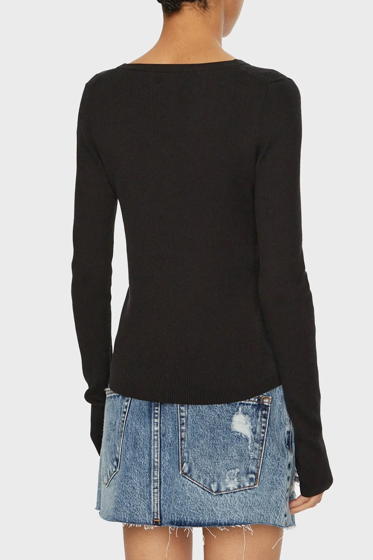 Calvin Klein Pamuklu Slim Fit Yumuşak Dokulu V Yaka J20J224239BEH Bayan Hırka J20J224239 BEH SİYAH - 3