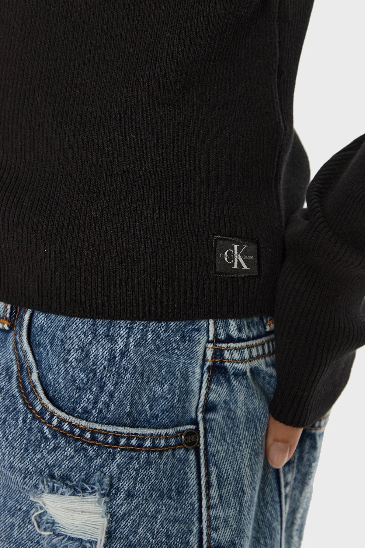 Calvin Klein Pamuklu Slim Fit Yumuşak Dokulu V Yaka J20J224239BEH Bayan Hırka J20J224239 BEH SİYAH - 5