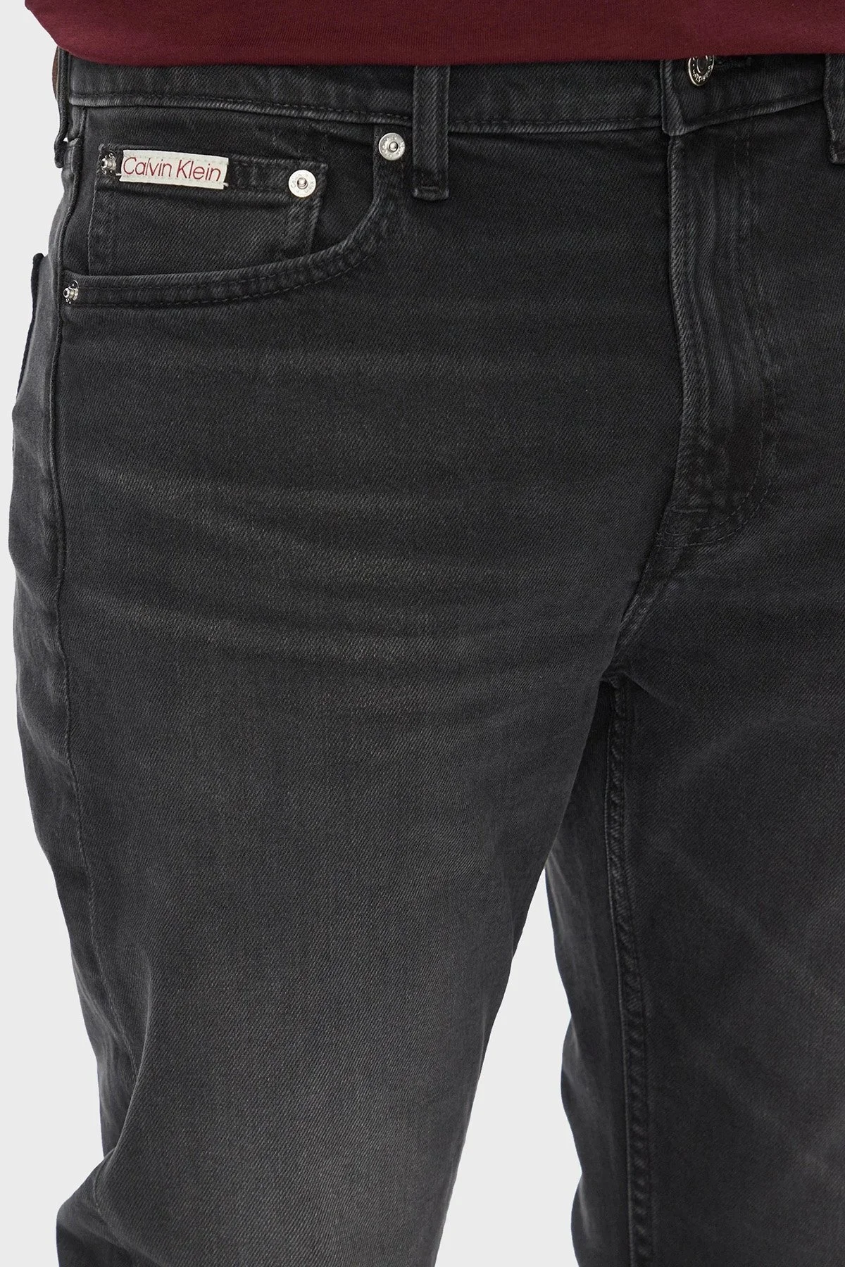 Calvin Klein Pamuklu Slim Tapered Fit Orta Bel Dar Paça Jeans LV04RB754G846 Erkek Kot Pantolon LV04RB754G 846 SİYAH - 4
