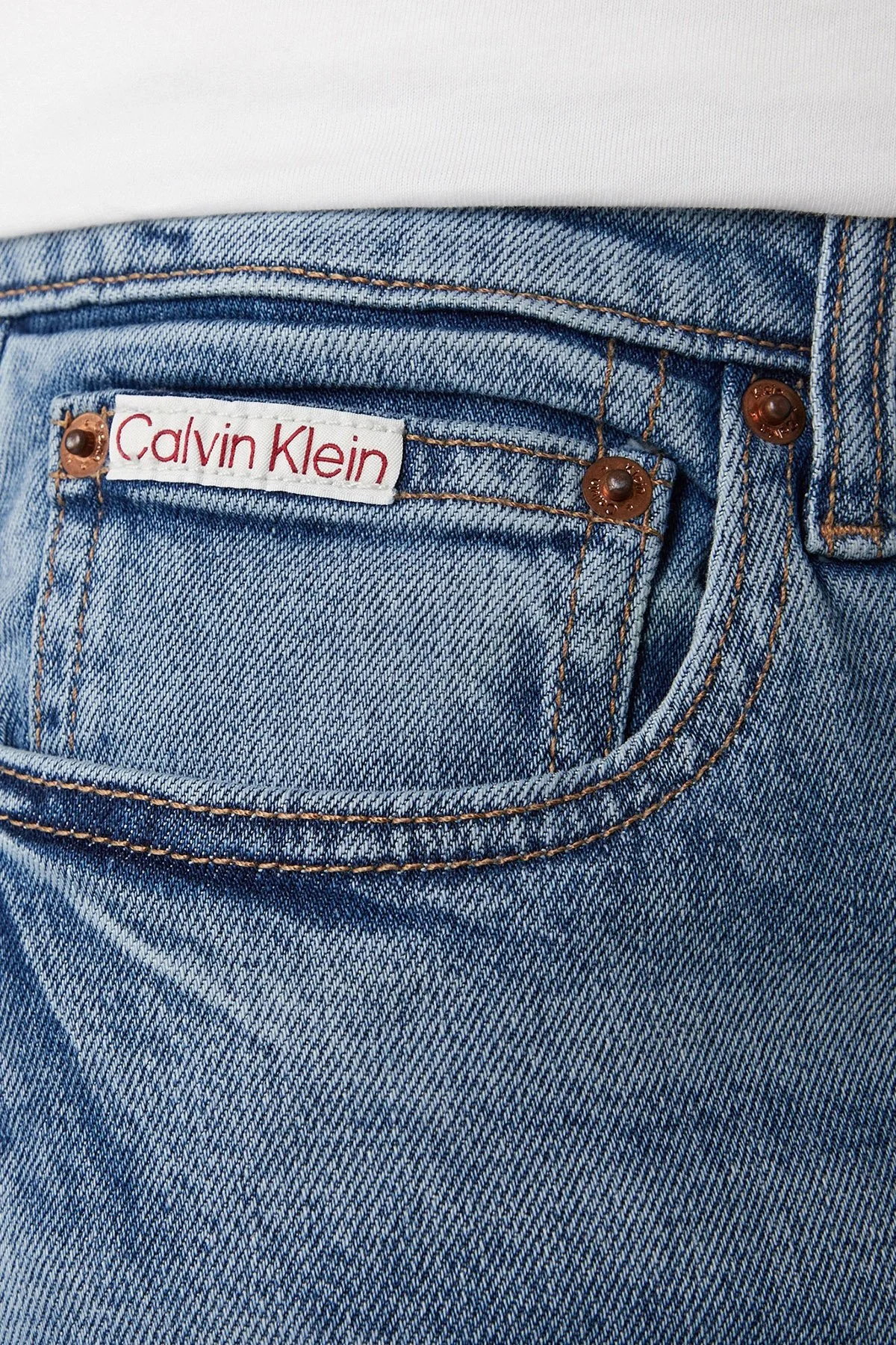Calvin Klein Pamuklu Slim Tapered Fit Orta Bel Jeans LV04RE700G2TG Erkek Kot Pantolon LV04RE700G 2TG MAVİ - 5
