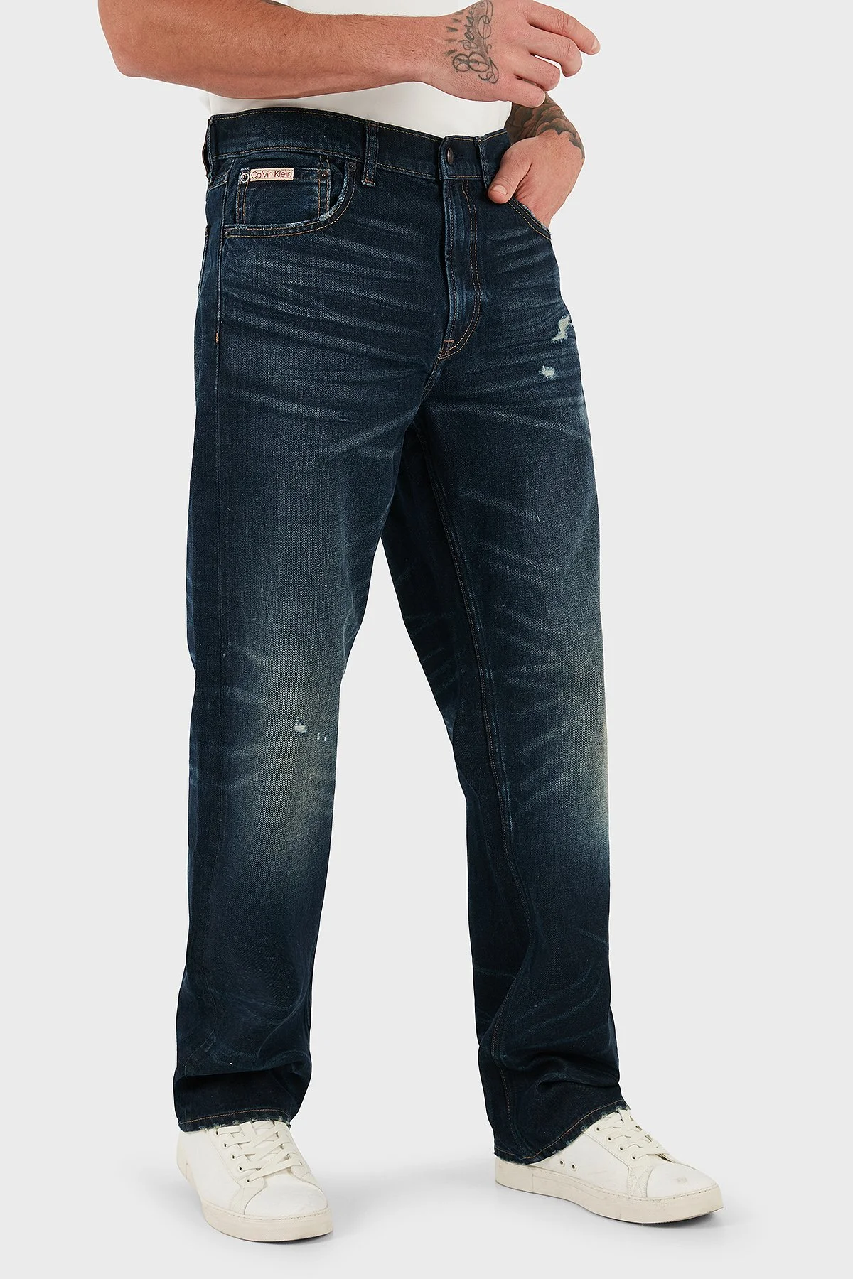 Calvin Klein Pamuklu Straight Fit Normal Bel Düz Paça Jeans LV04RD723GZYC Erkek Kot Pantolon LV04RD723G ZYC LACİVERT - 4