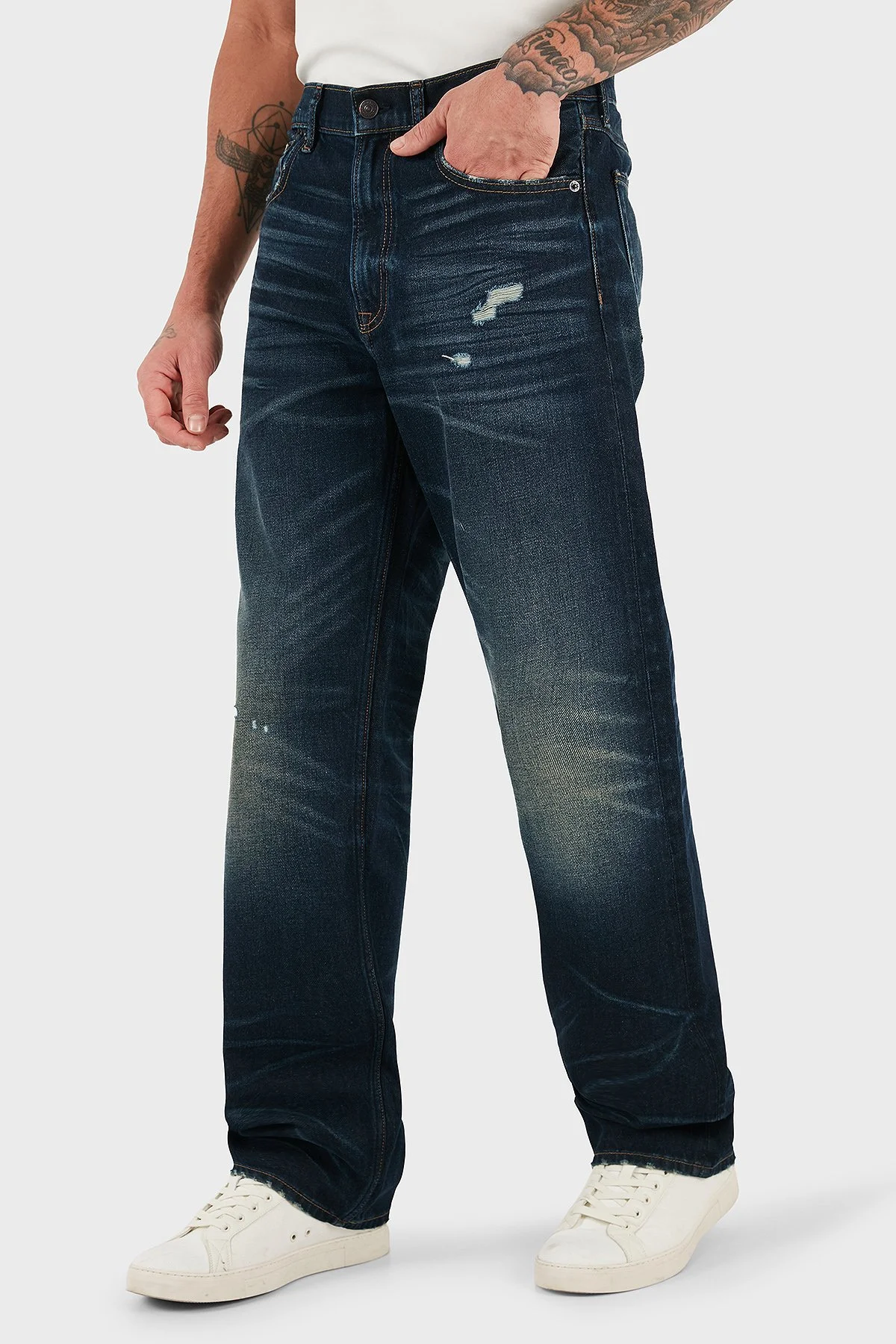 Calvin Klein Pamuklu Straight Fit Normal Bel Düz Paça Jeans LV04RD723GZYC Erkek Kot Pantolon LV04RD723G ZYC LACİVERT - 5