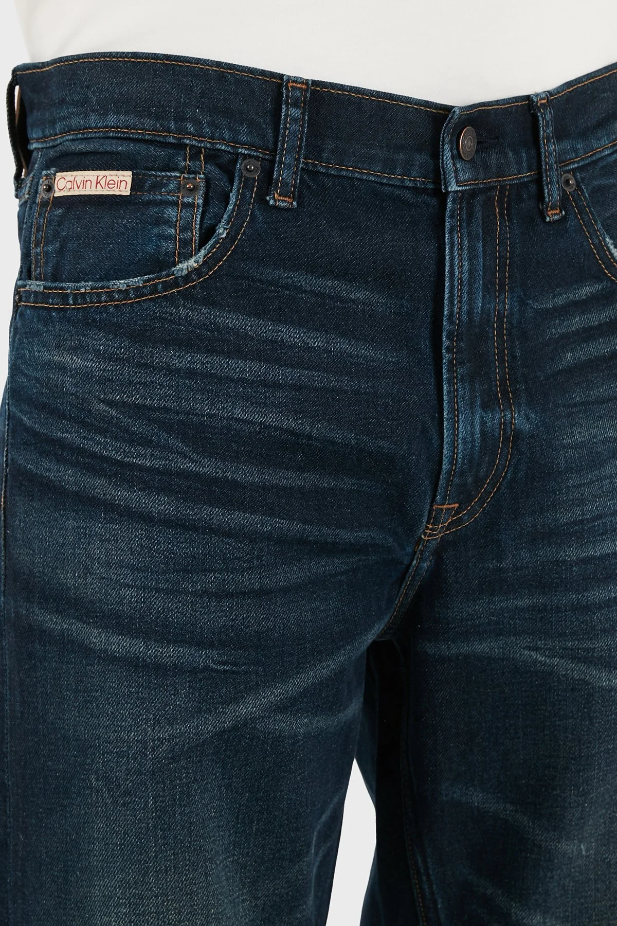 Calvin Klein Pamuklu Straight Fit Normal Bel Düz Paça Jeans LV04RD723GZYC Erkek Kot Pantolon LV04RD723G ZYC LACİVERT - 6