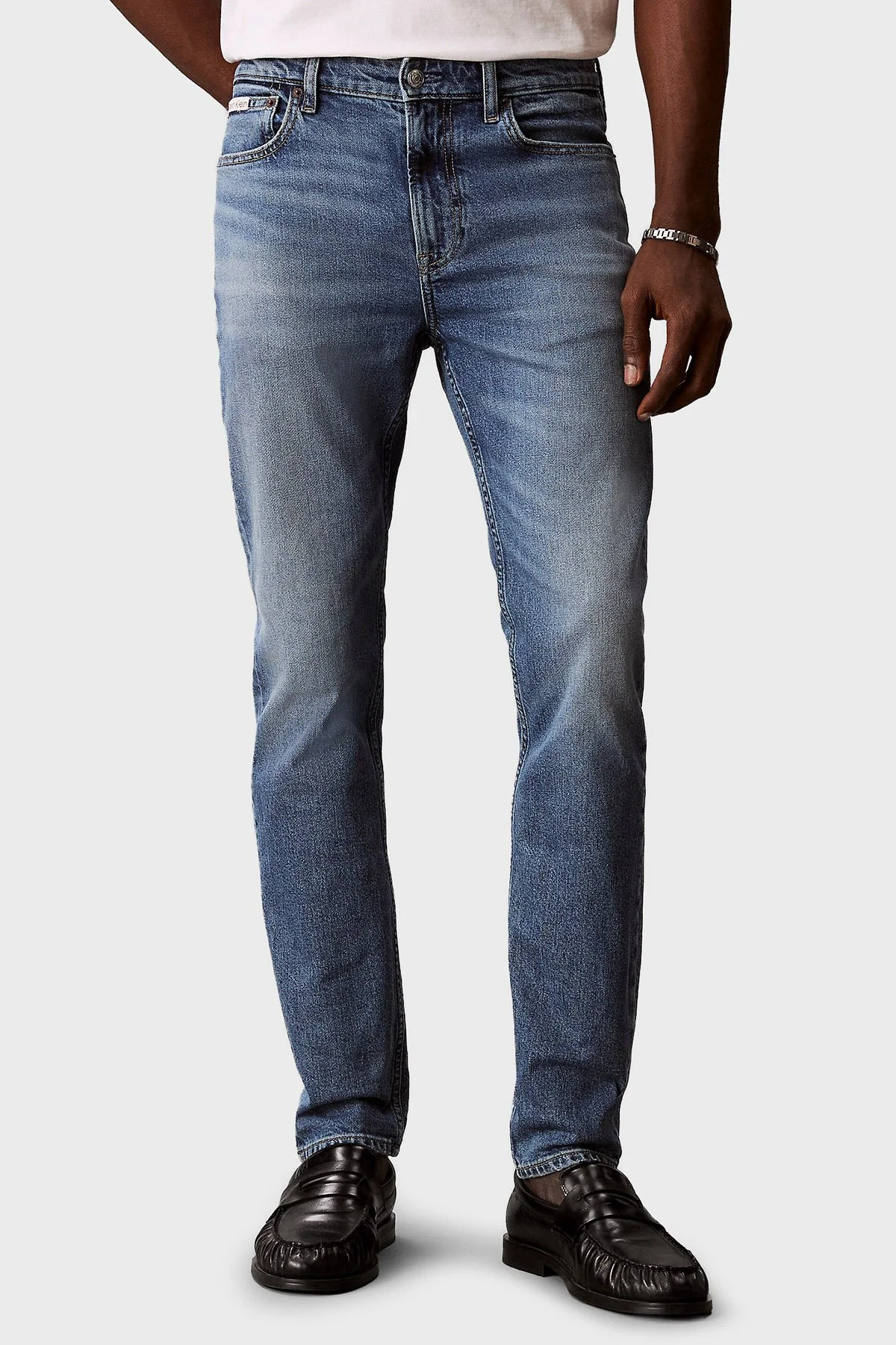 Calvin Klein Pamuklu Straight Fit Normal Bel LV04RF742GR7O Erkek Kot Pantolon LV04RF742G R7O MAVİ - 1