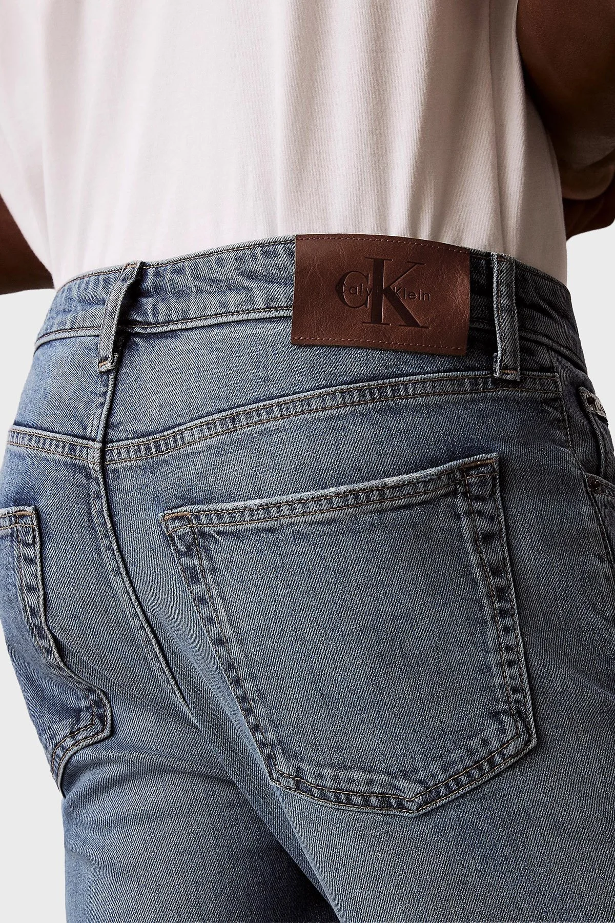 Calvin Klein Pamuklu Straight Fit Normal Bel LV04RF742GR7O Erkek Kot Pantolon LV04RF742G R7O MAVİ - 6