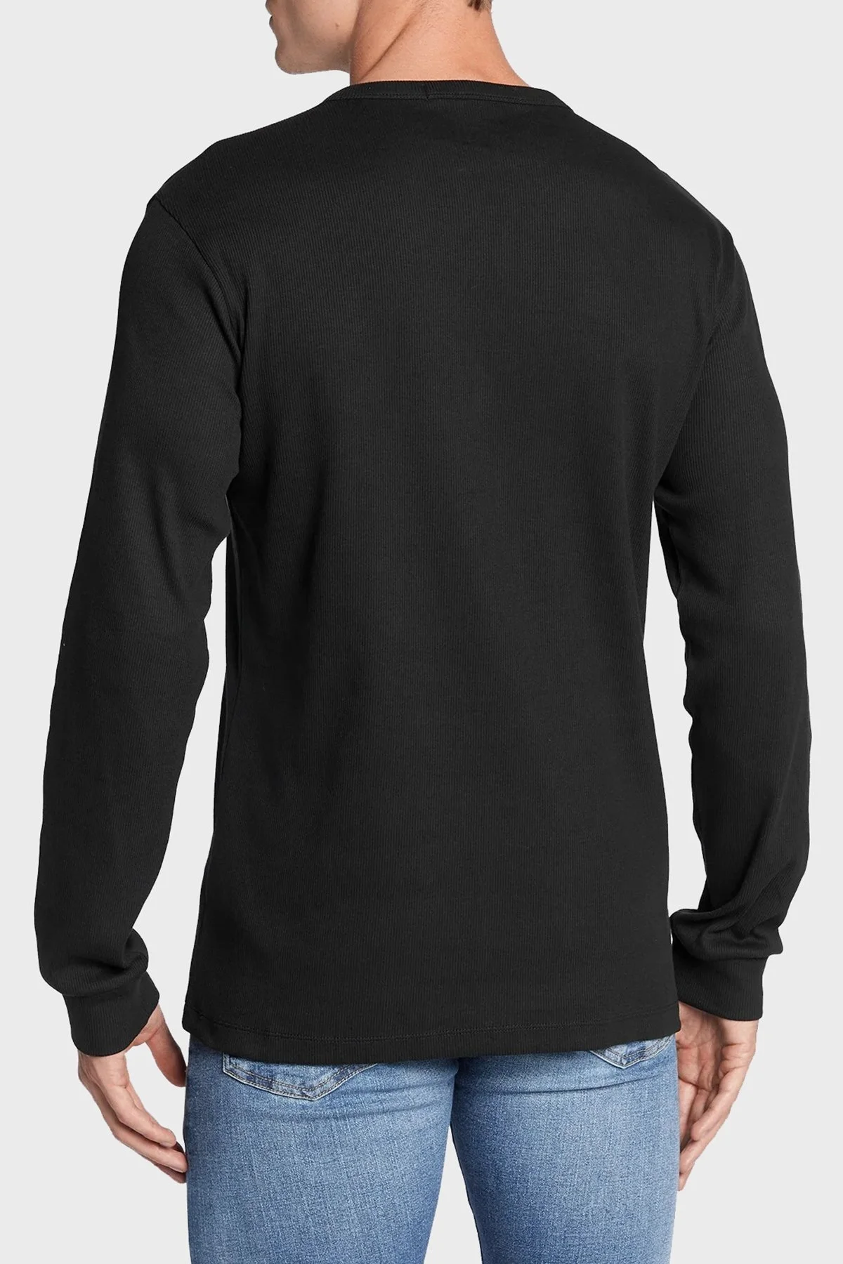 Calvin Klein Pamuklu Streç Slim Fit Uzun Kollu İnce Erkek T Shirt J30J321703 BEH SİYAH - 3