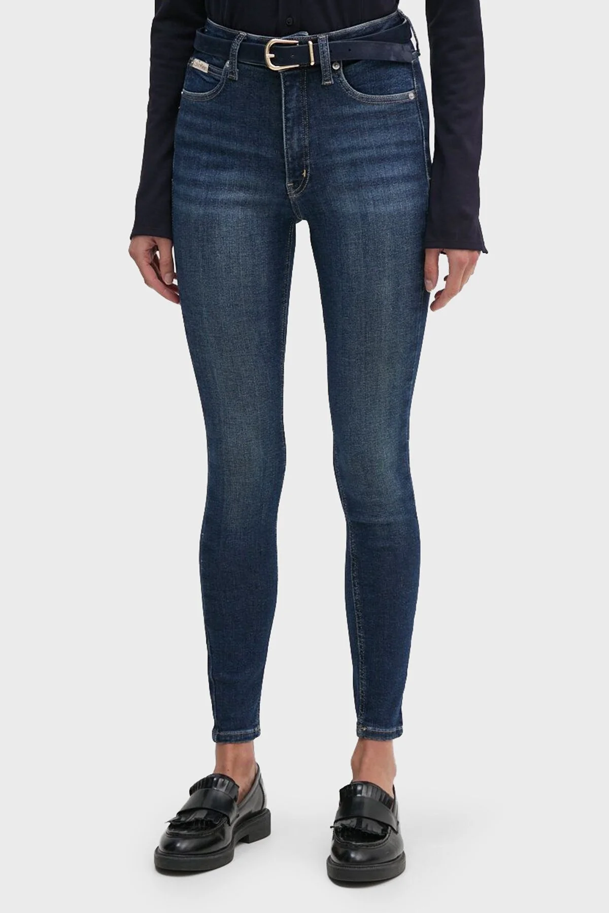 Calvin Klein Pamuklu Süper Skinny Fit Yüksek Bel Jeans J20J2249161BJ Bayan Kot Pantolon J20J224916 1BJ LACİVERT - 5