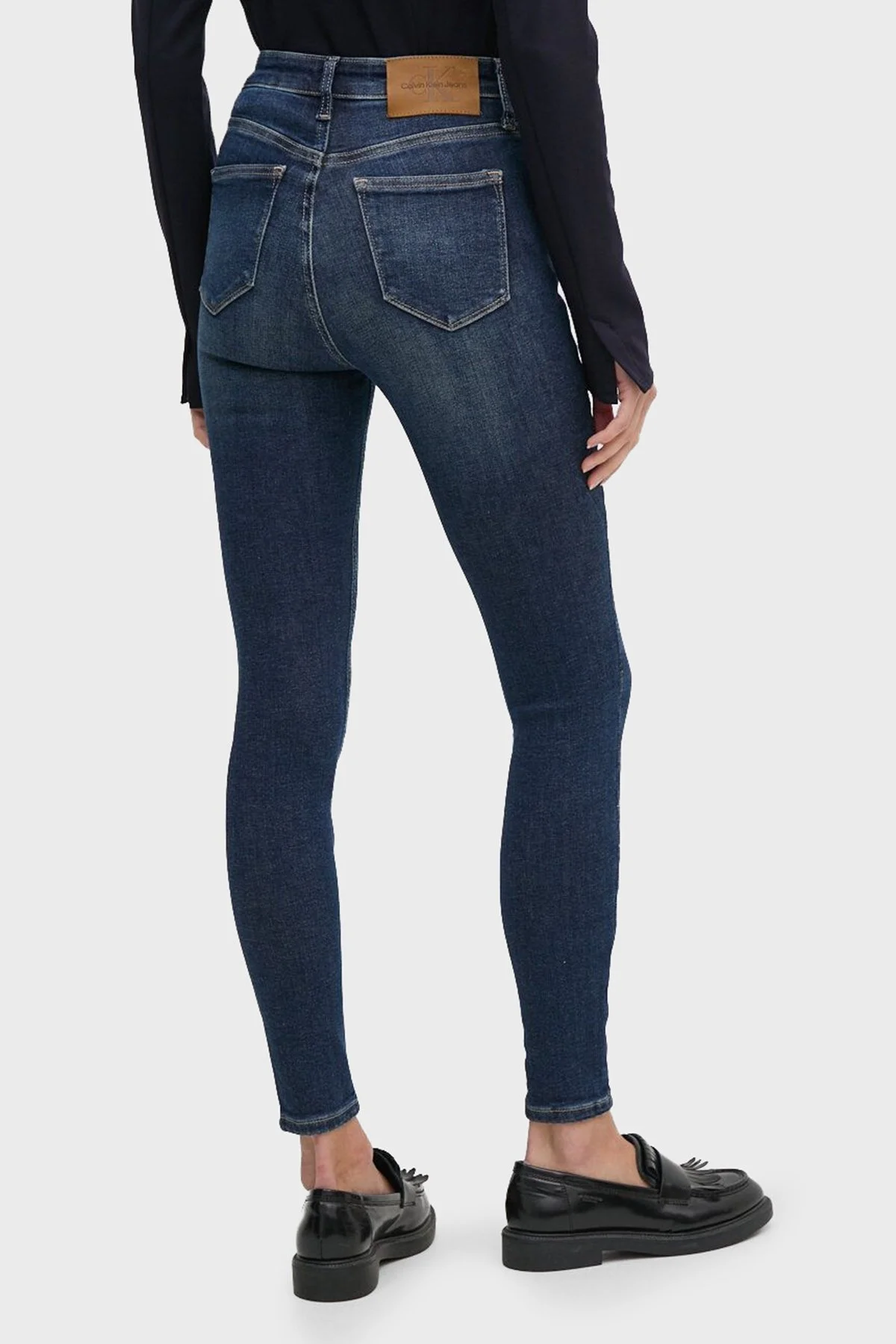 Calvin Klein Pamuklu Süper Skinny Fit Yüksek Bel Jeans J20J2249161BJ Bayan Kot Pantolon J20J224916 1BJ LACİVERT - 8