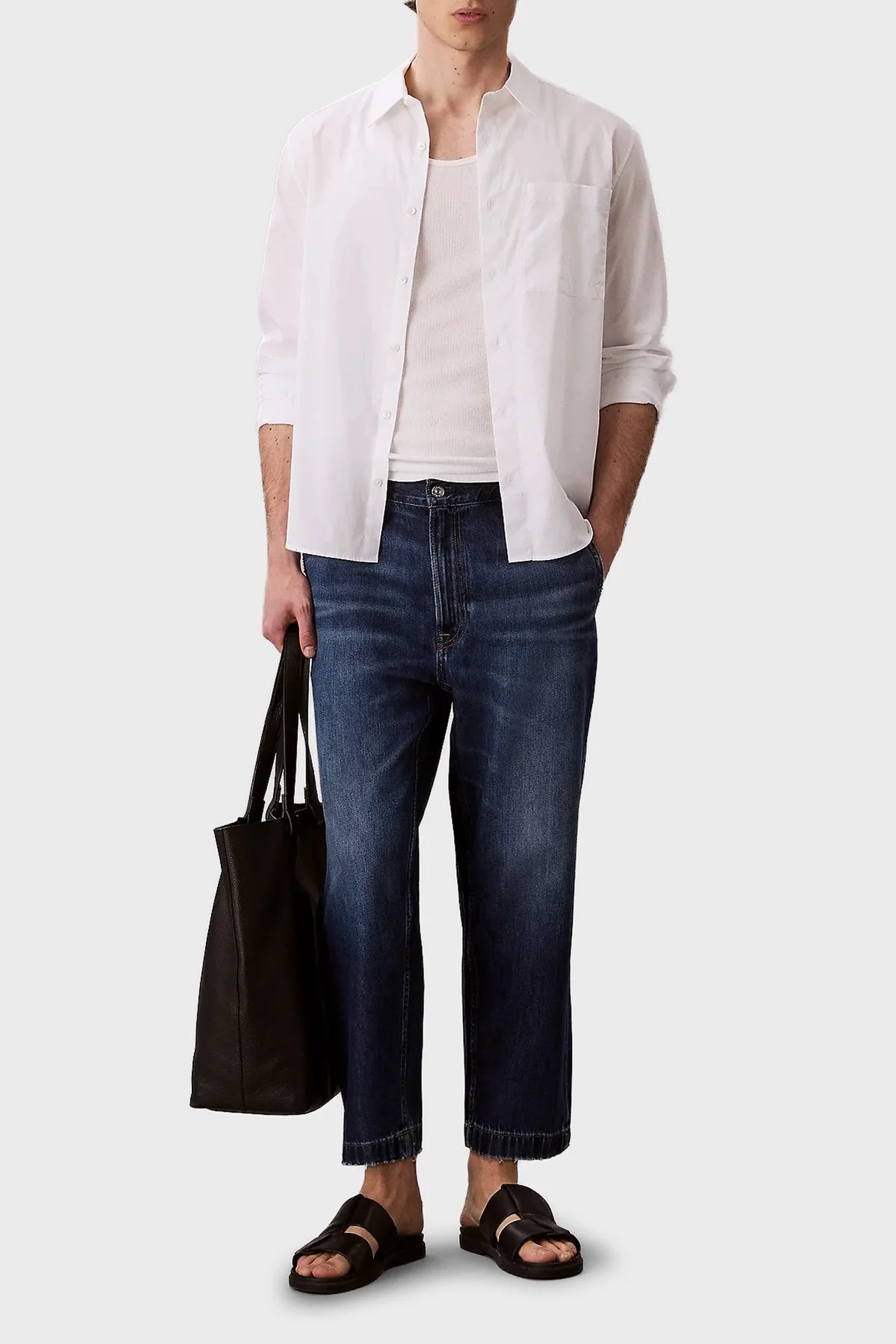 Calvin Klein Pamuklu Tapered Fit Yüksek Bel Jeans LV04RC740GX87 Erkek Kot Pantolon LV04RC740G X87 LACİVERT - 1