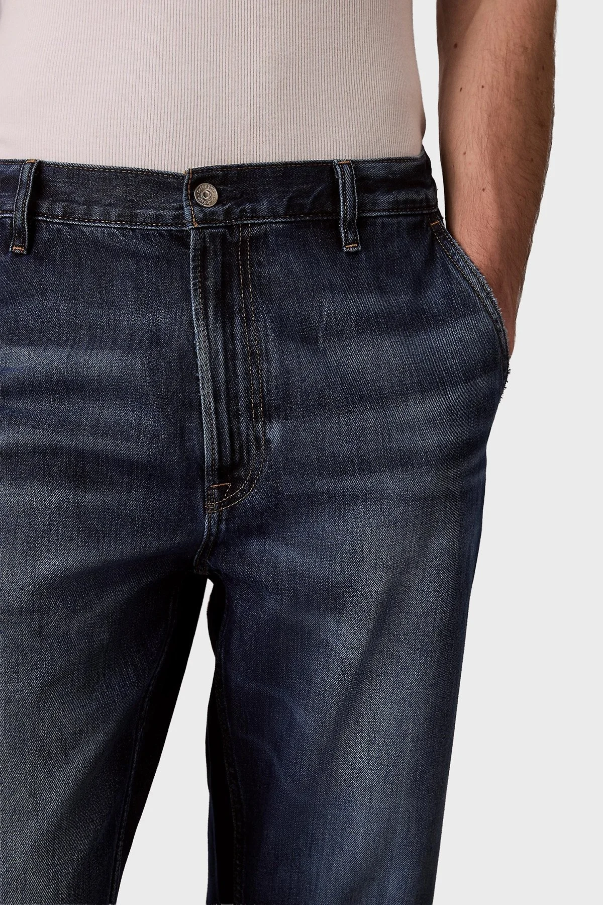 Calvin Klein Pamuklu Tapered Fit Yüksek Bel Jeans LV04RC740GX87 Erkek Kot Pantolon LV04RC740G X87 LACİVERT - 5