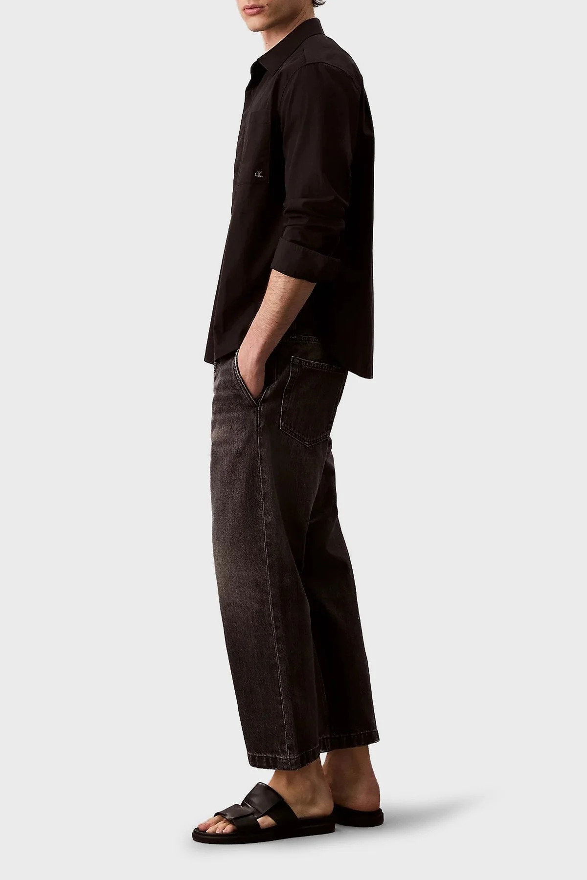 Calvin Klein Pamuklu Tapered Fit Yüksek Bel Jeans LV04RC741GX7Y Erkek Kot Pantolon LV04RC741G X7Y SİYAH - 3