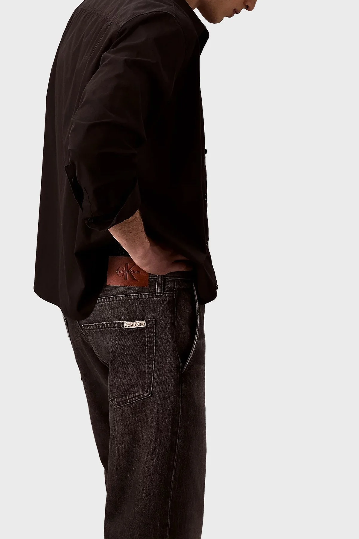 Calvin Klein Pamuklu Tapered Fit Yüksek Bel Jeans LV04RC741GX7Y Erkek Kot Pantolon LV04RC741G X7Y SİYAH - 5